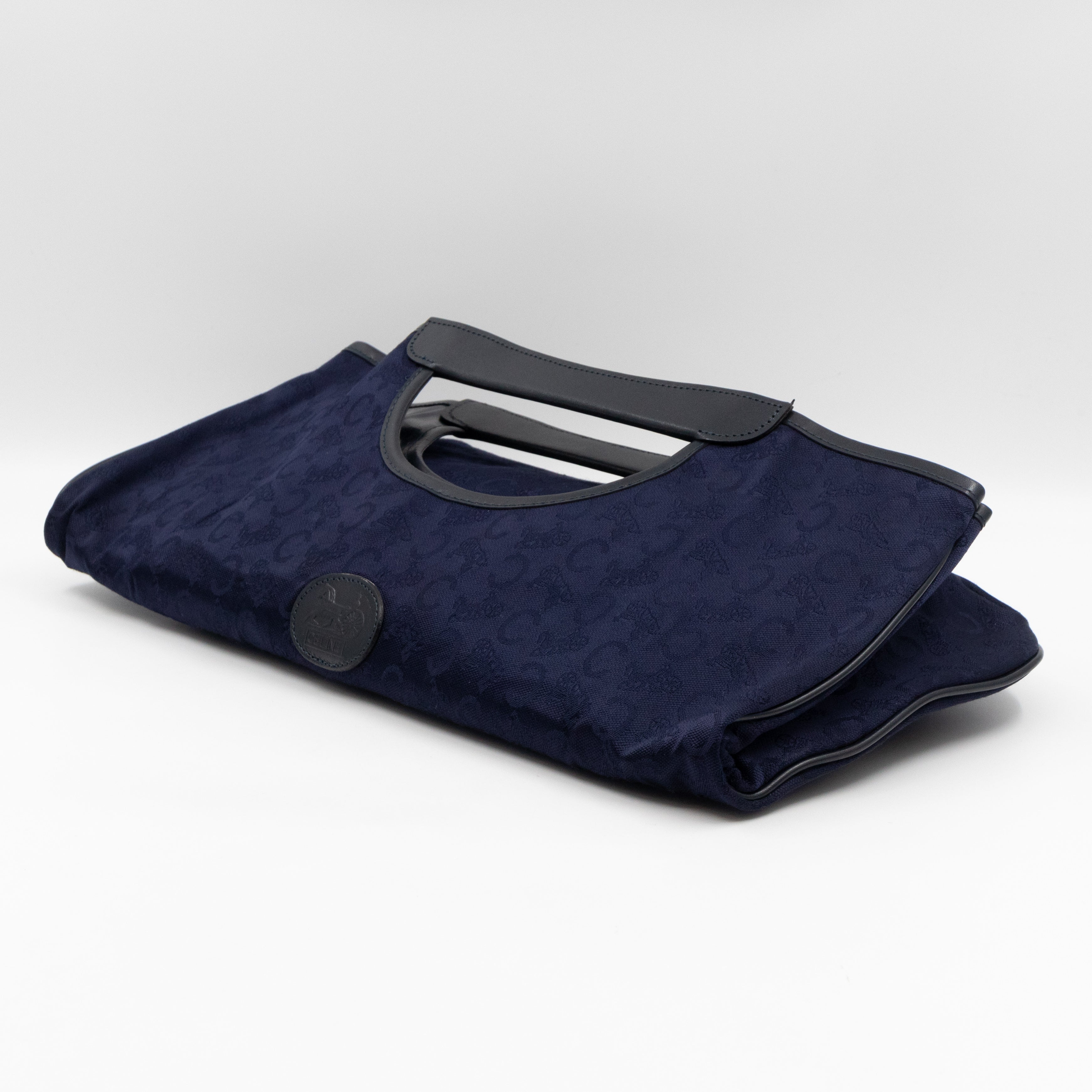 Vintage Noevir Fold over Large Tote Clutch Navy Canvas