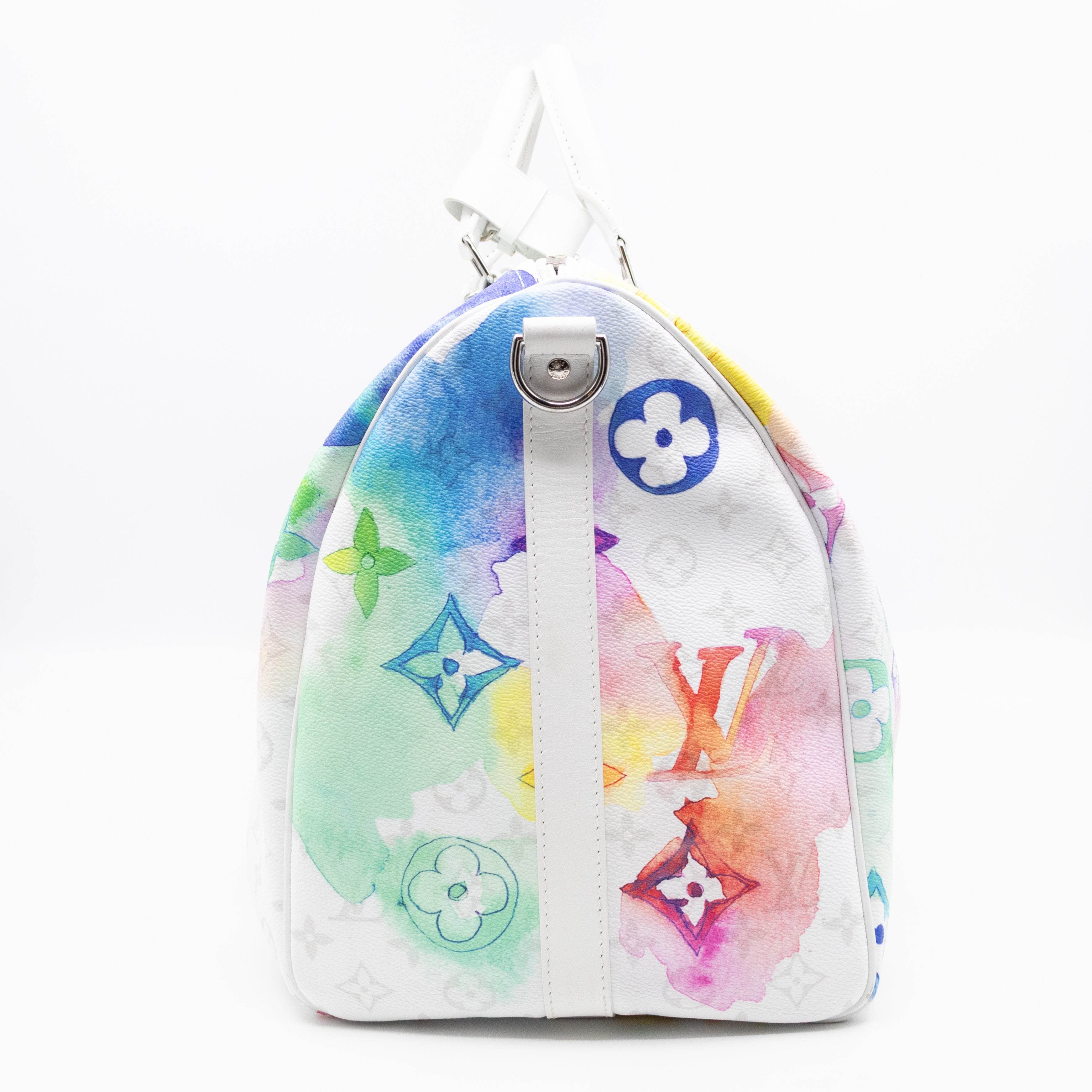 Keepall 50 Bandouliere Monogram Watercolor White