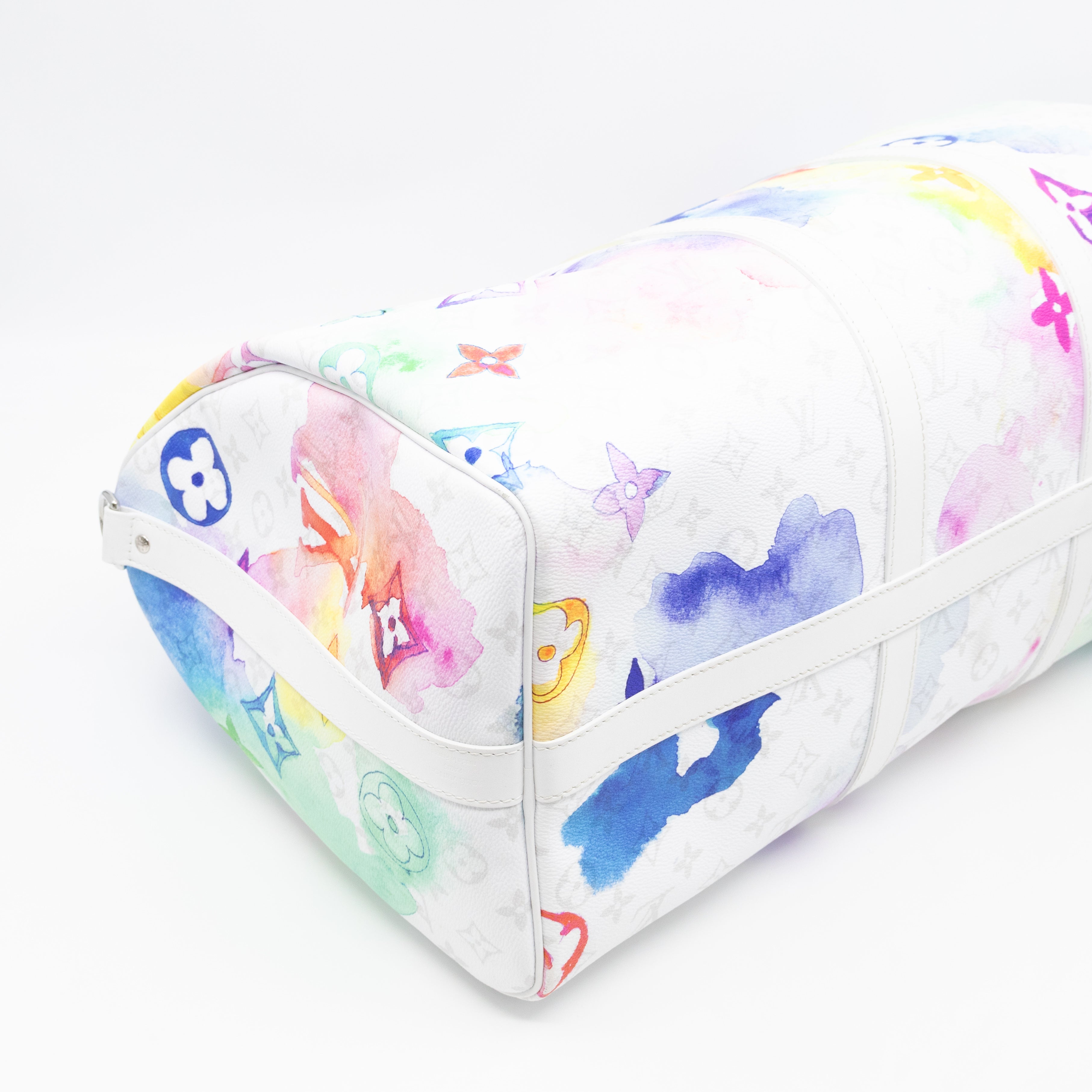 Keepall 50 Bandouliere Monogram Watercolor White