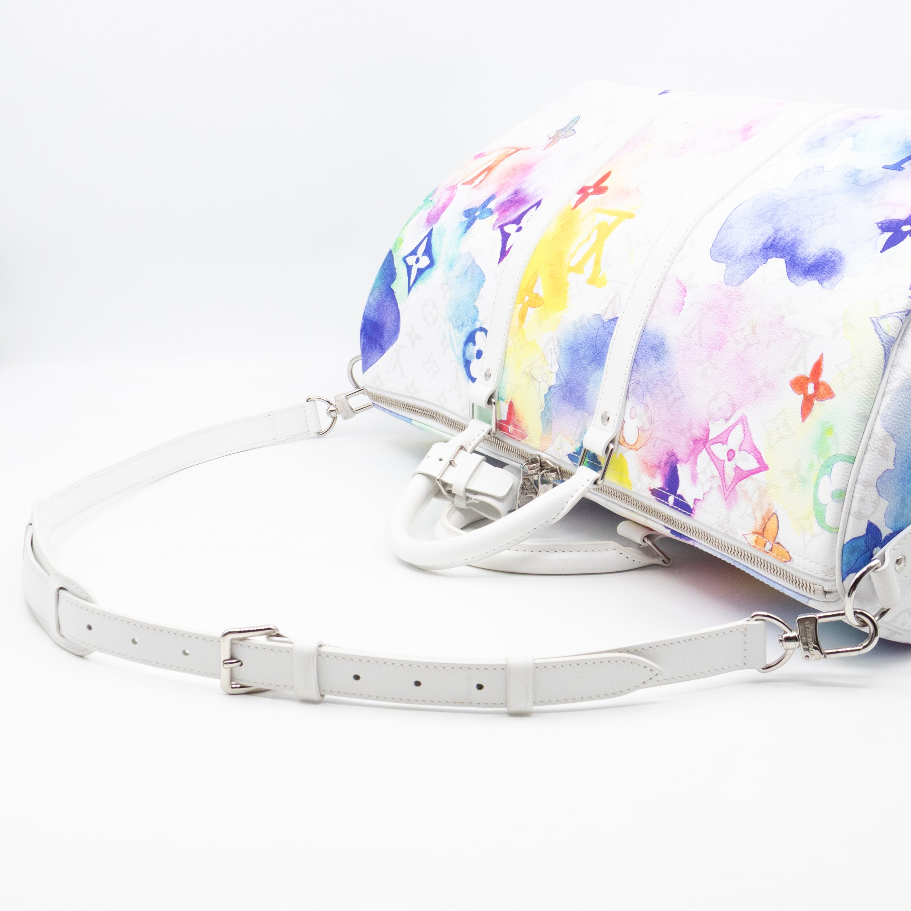 Keepall 50 Bandouliere Monogram Watercolor White