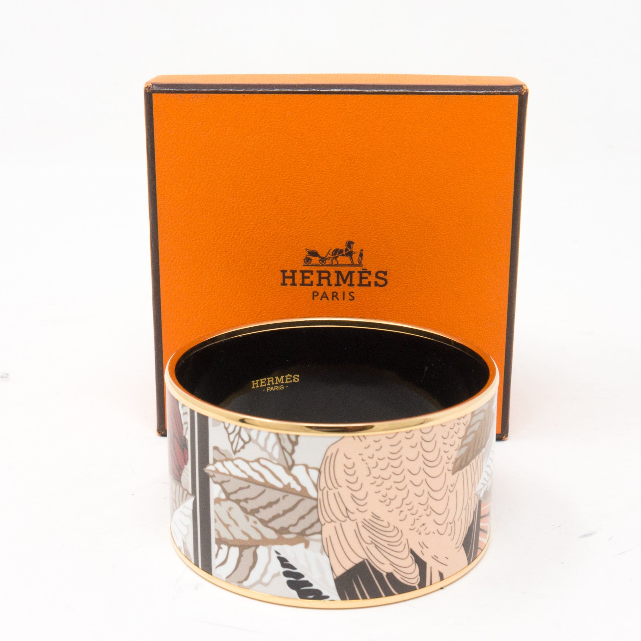 Palm Leaves Enamel Bangle Extra Wide