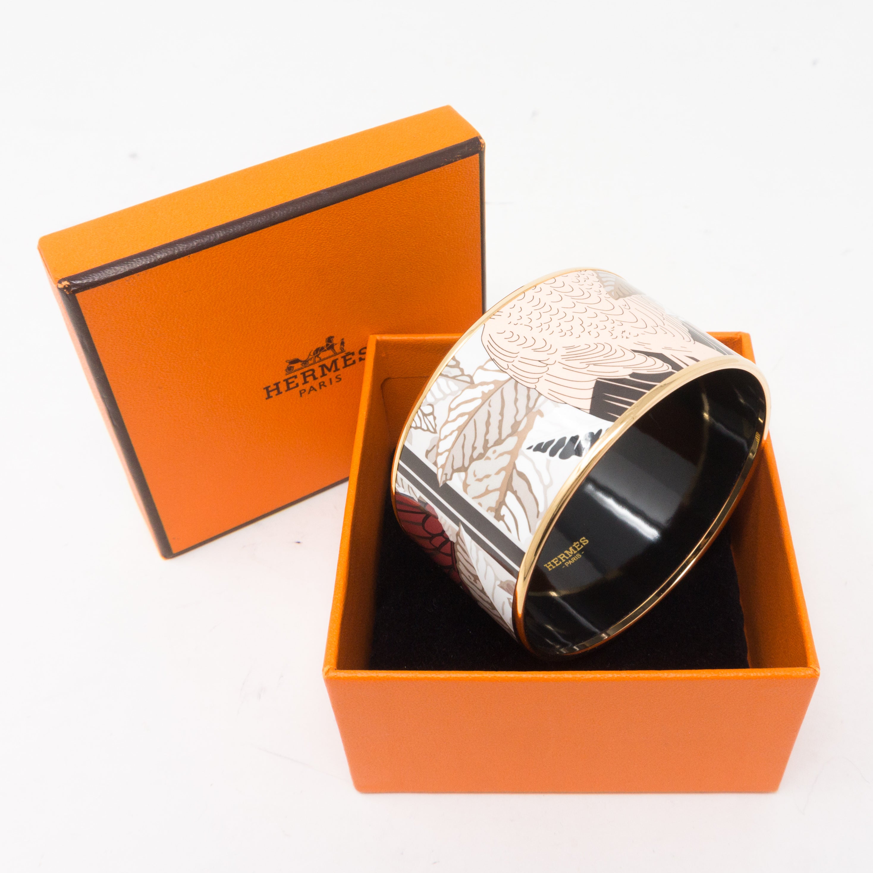 Palm Leaves Enamel Bangle Extra Wide