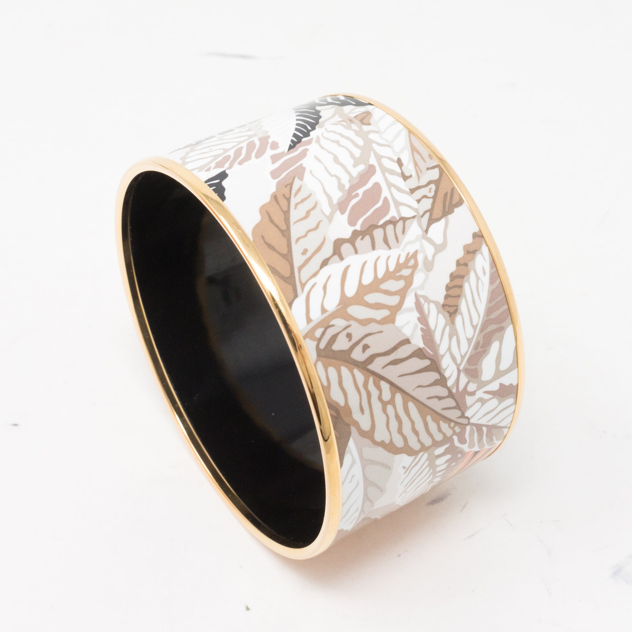 Palm Leaves Enamel Bangle Extra Wide