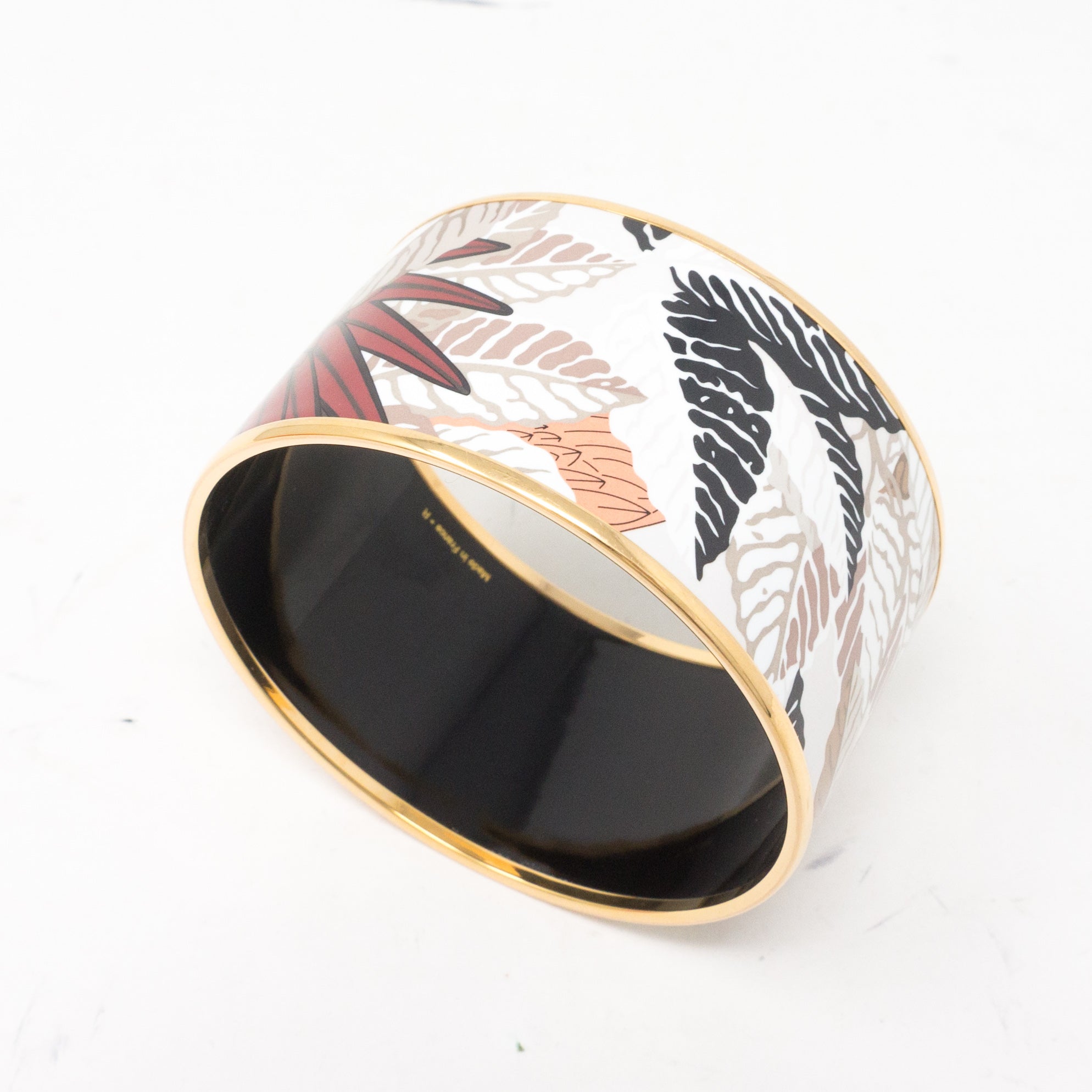 Palm Leaves Enamel Bangle Extra Wide