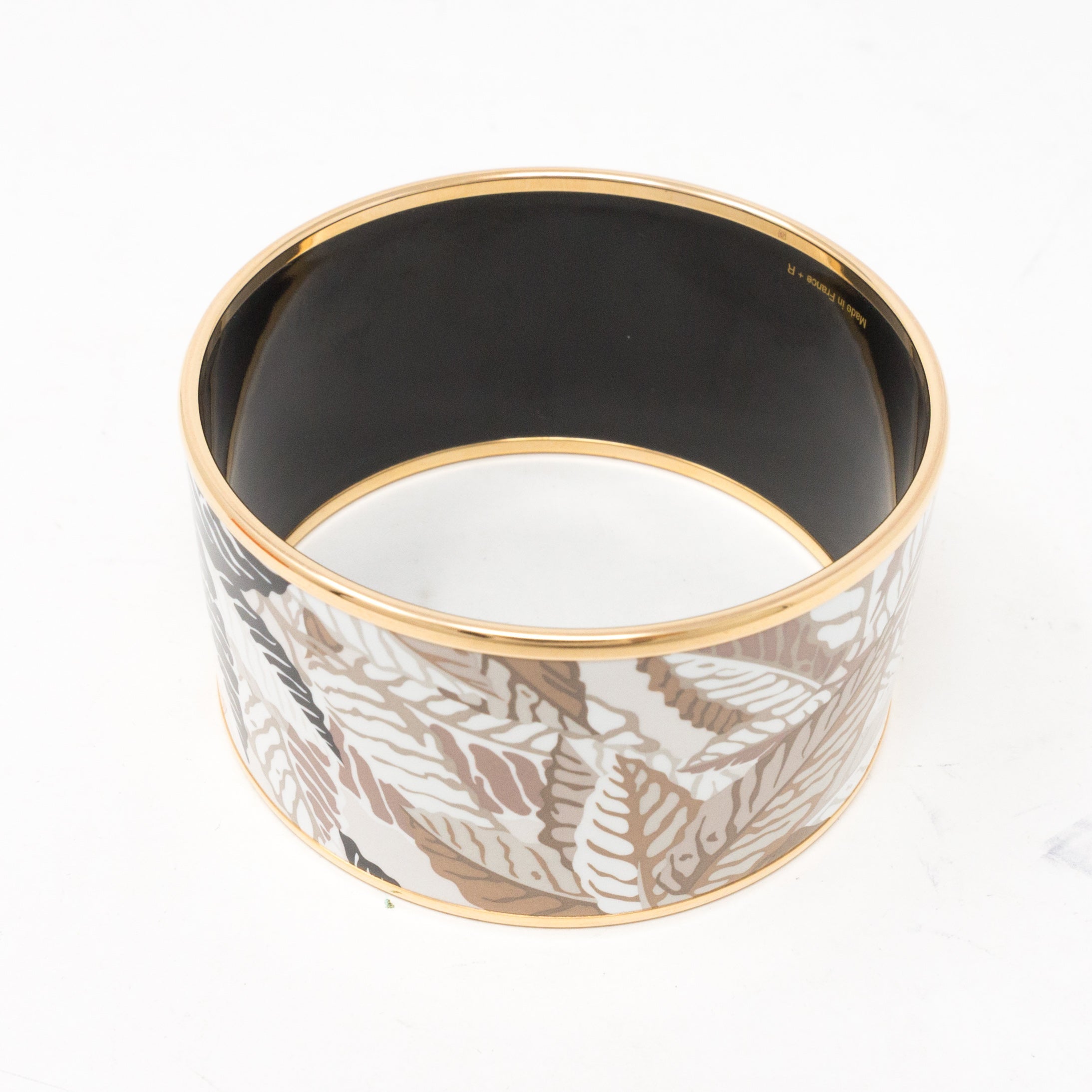 Palm Leaves Enamel Bangle Extra Wide