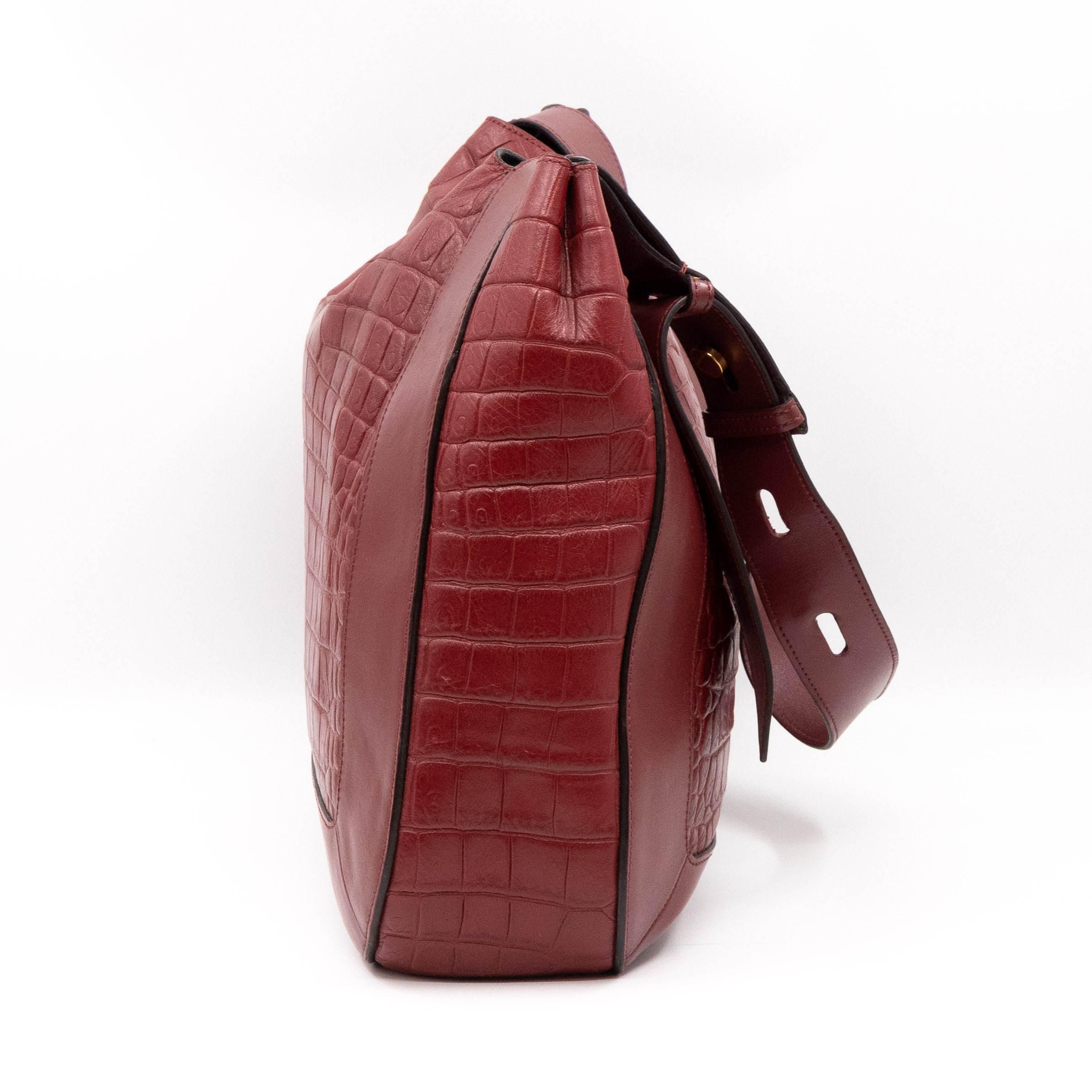 Marloes Hobo Bag Croc Embossed Ruby Leather