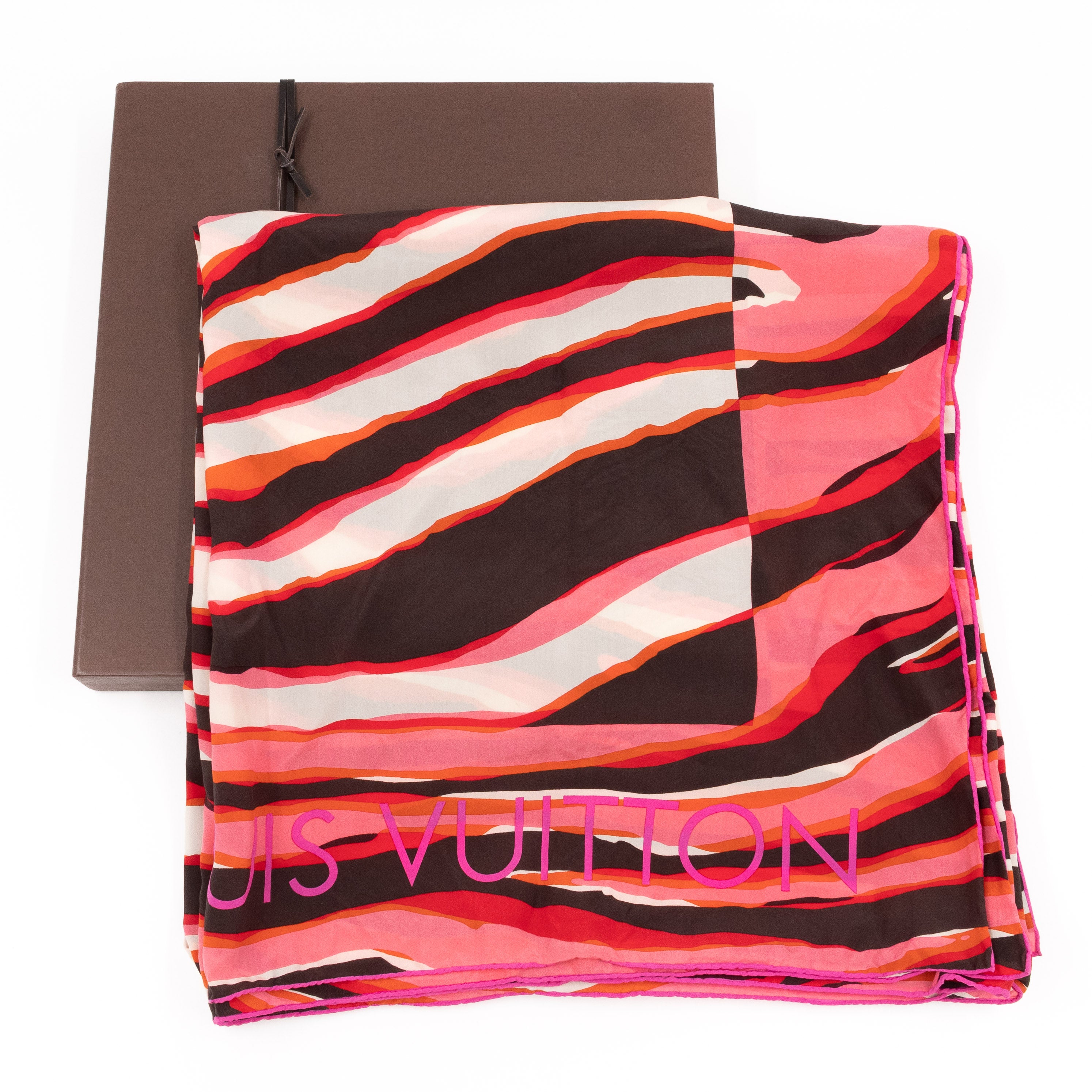 Zebra Silk Square Scarf Pink