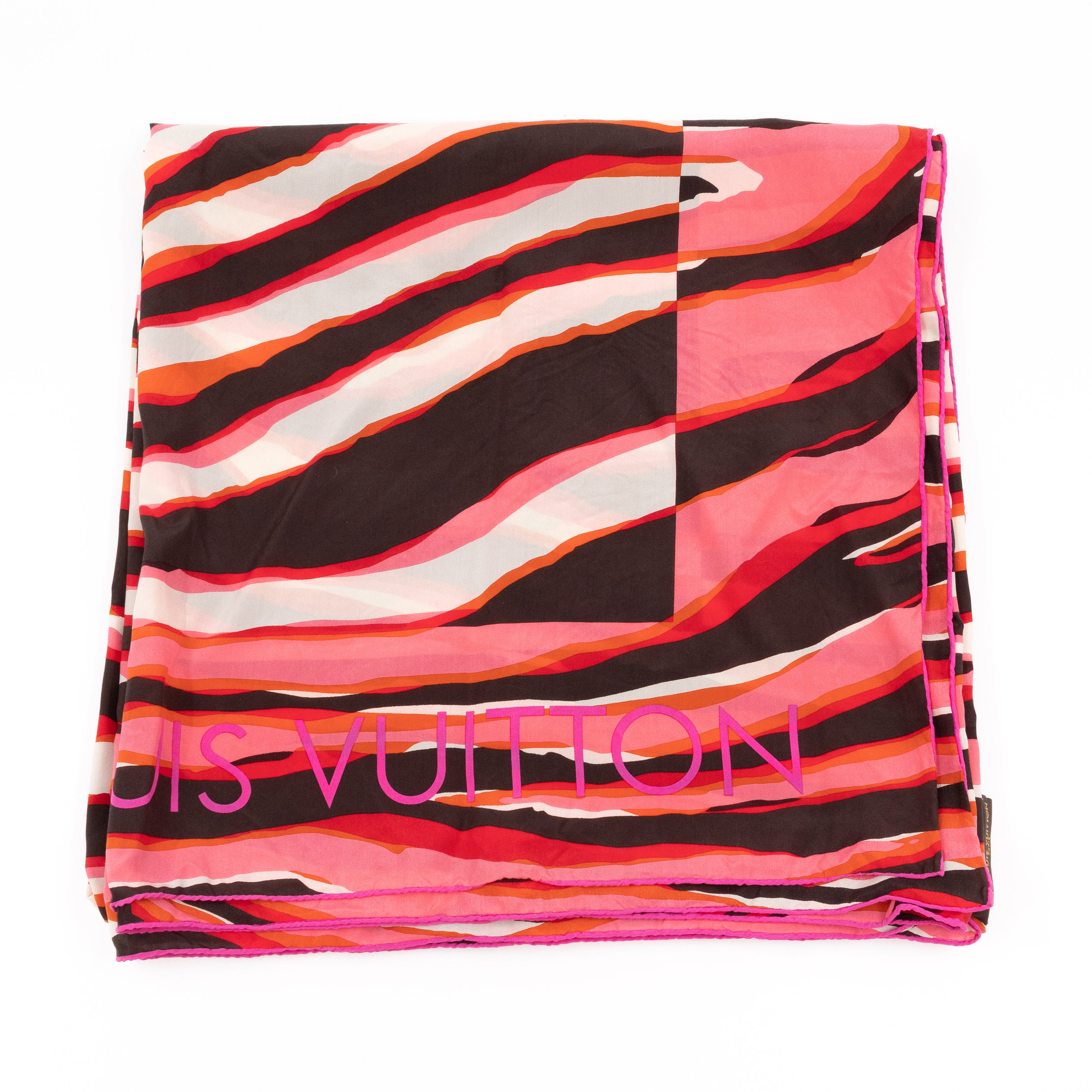 Zebra Silk Square Scarf Pink