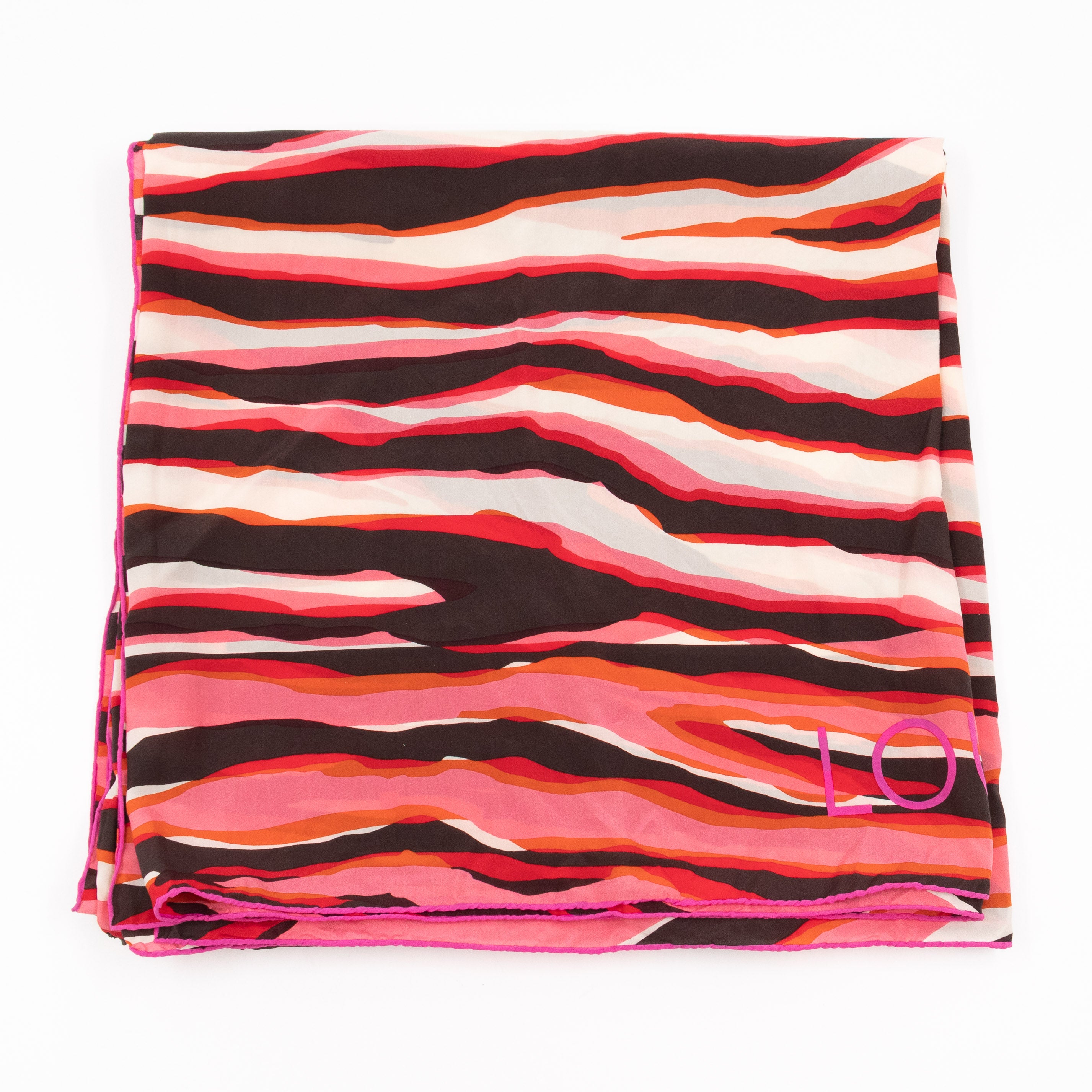 Zebra Silk Square Scarf Pink