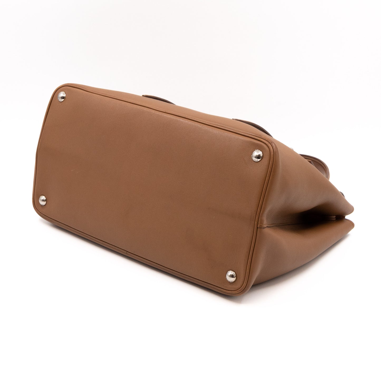 Flap Tote Bag Brown Vitello Leather