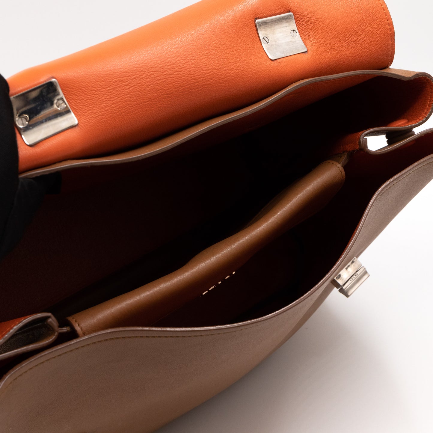 Flap Tote Bag Brown Vitello Leather