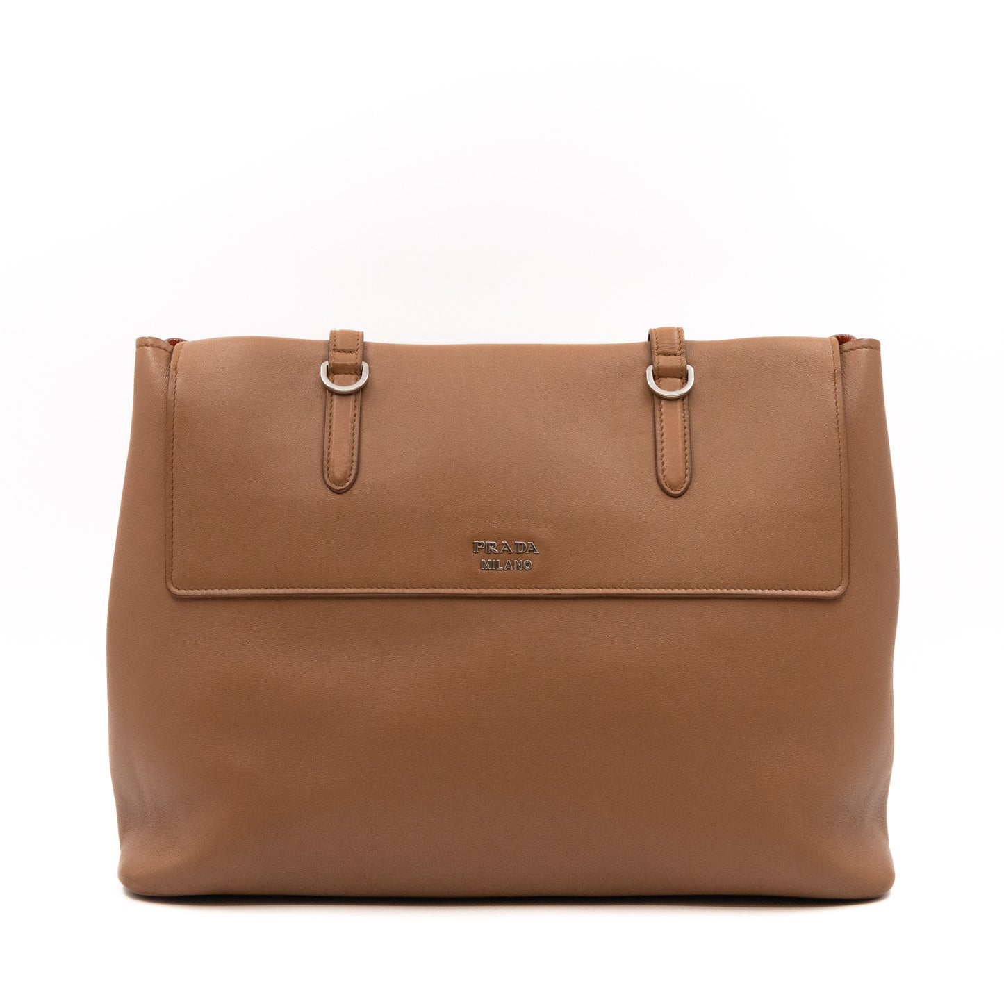 Flap Tote Bag Brown Vitello Leather