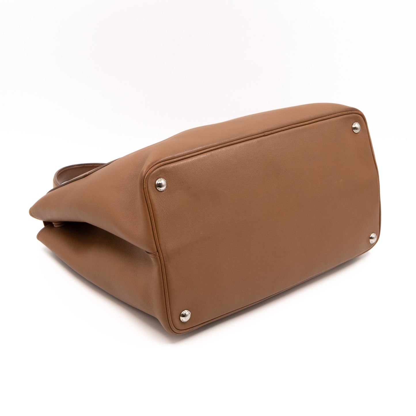 Flap Tote Bag Brown Vitello Leather
