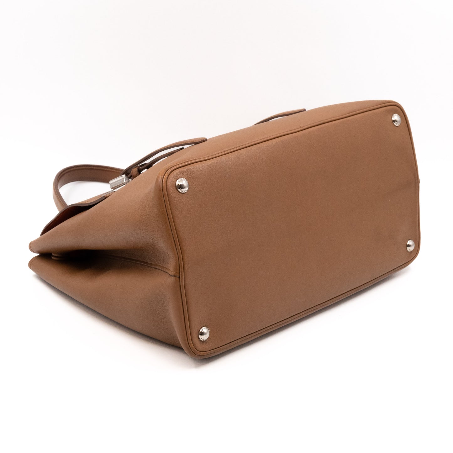 Flap Tote Bag Brown Vitello Leather