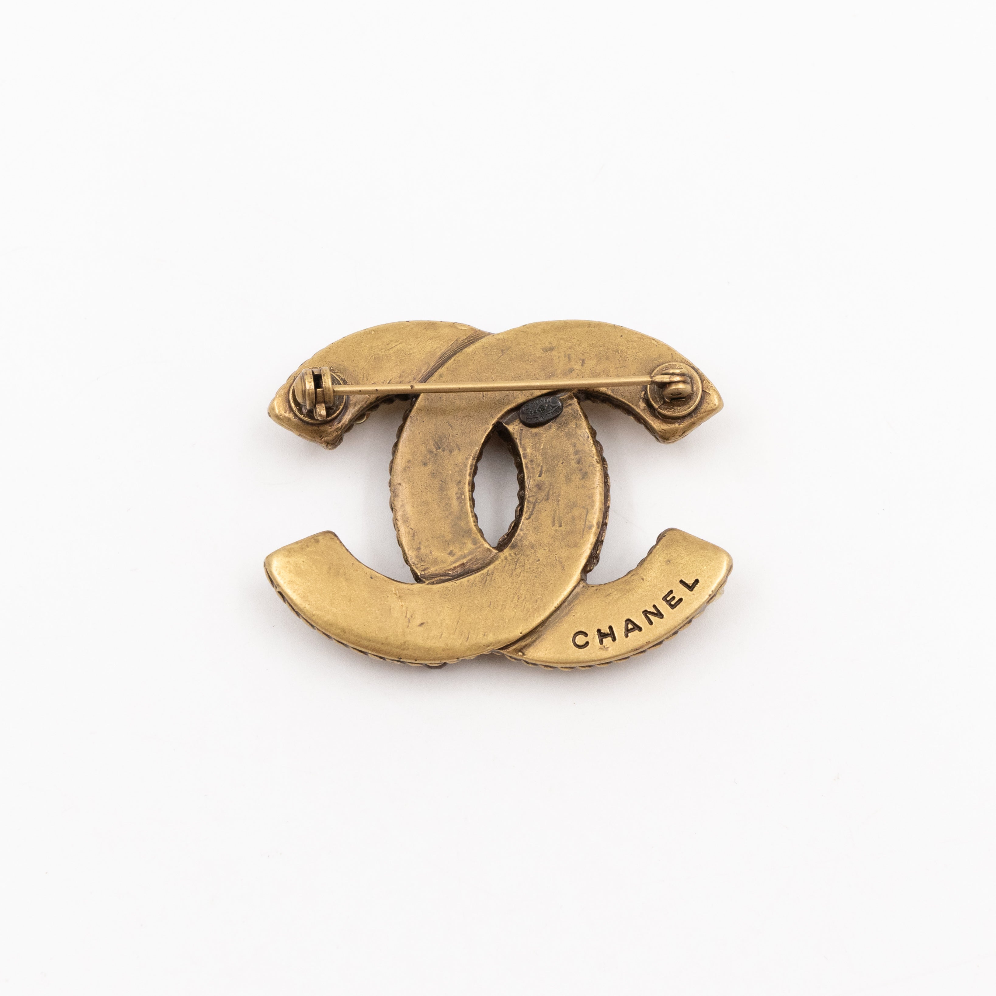 Vintage CC Beads Brooch Aged Gold