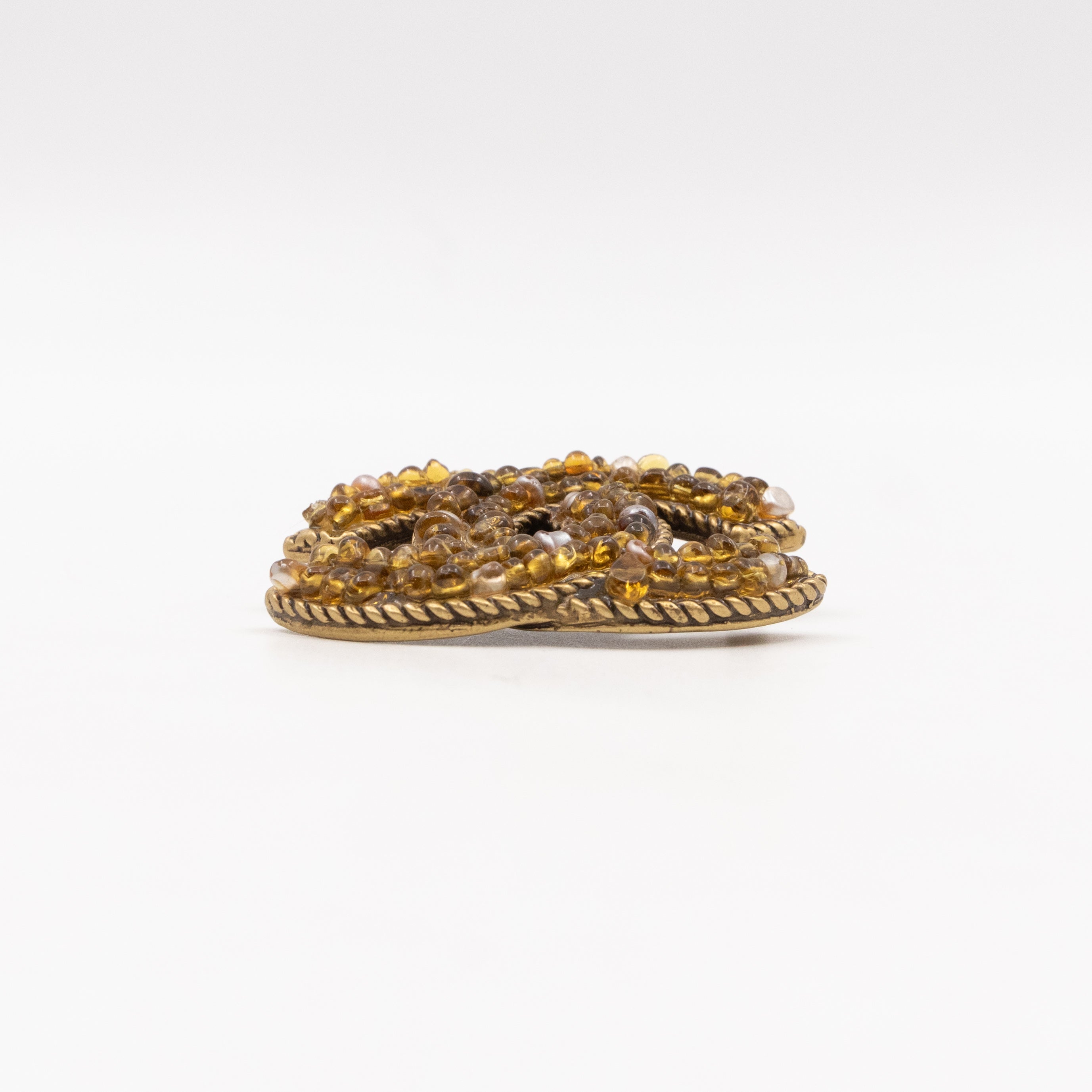 Vintage CC Beads Brooch Aged Gold