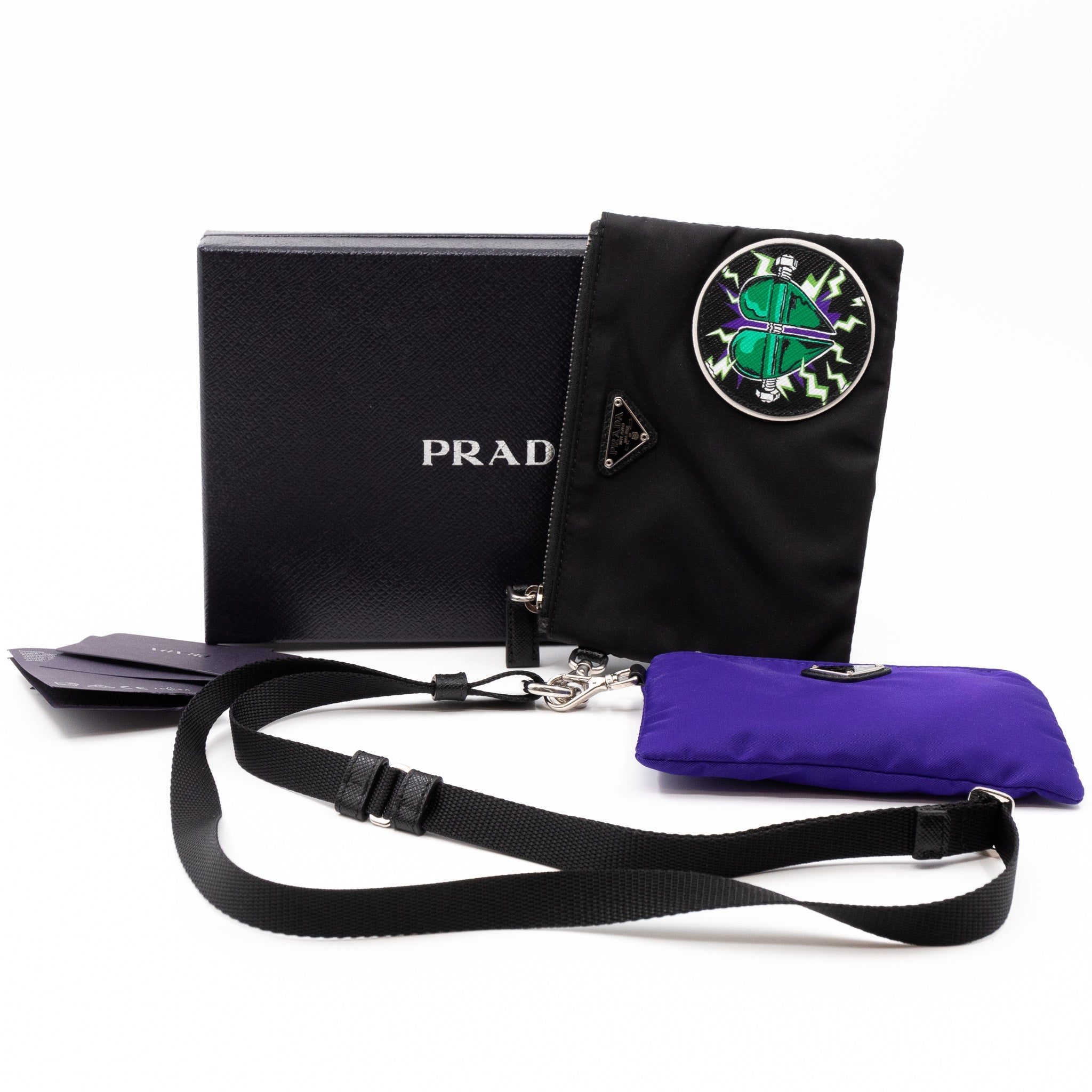 Lanyard Double Pouch Violet & Black Tessuto Nylon