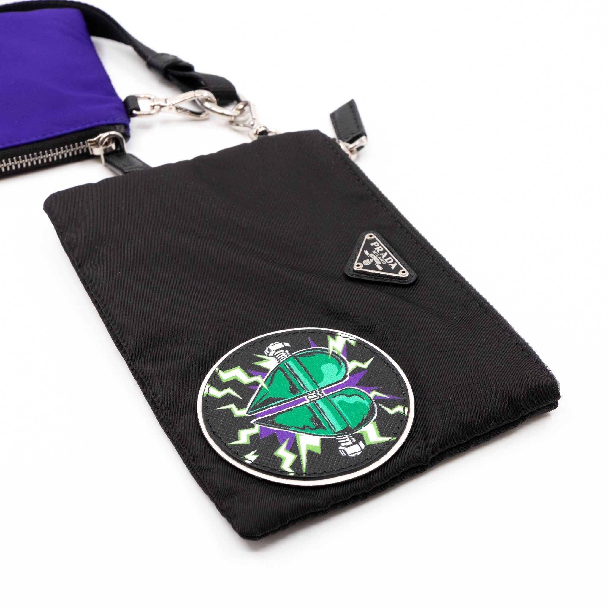 Lanyard Double Pouch Violet & Black Tessuto Nylon
