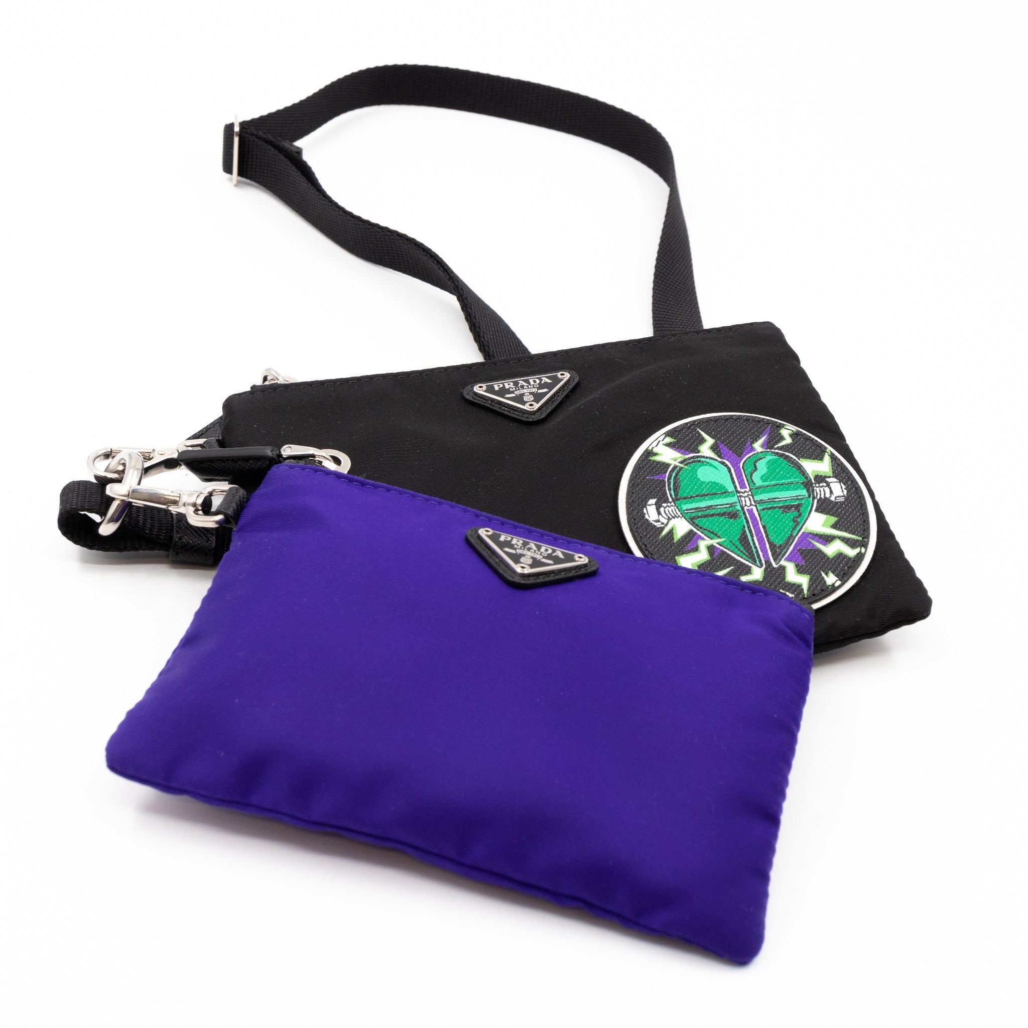Lanyard Double Pouch Violet & Black Tessuto Nylon