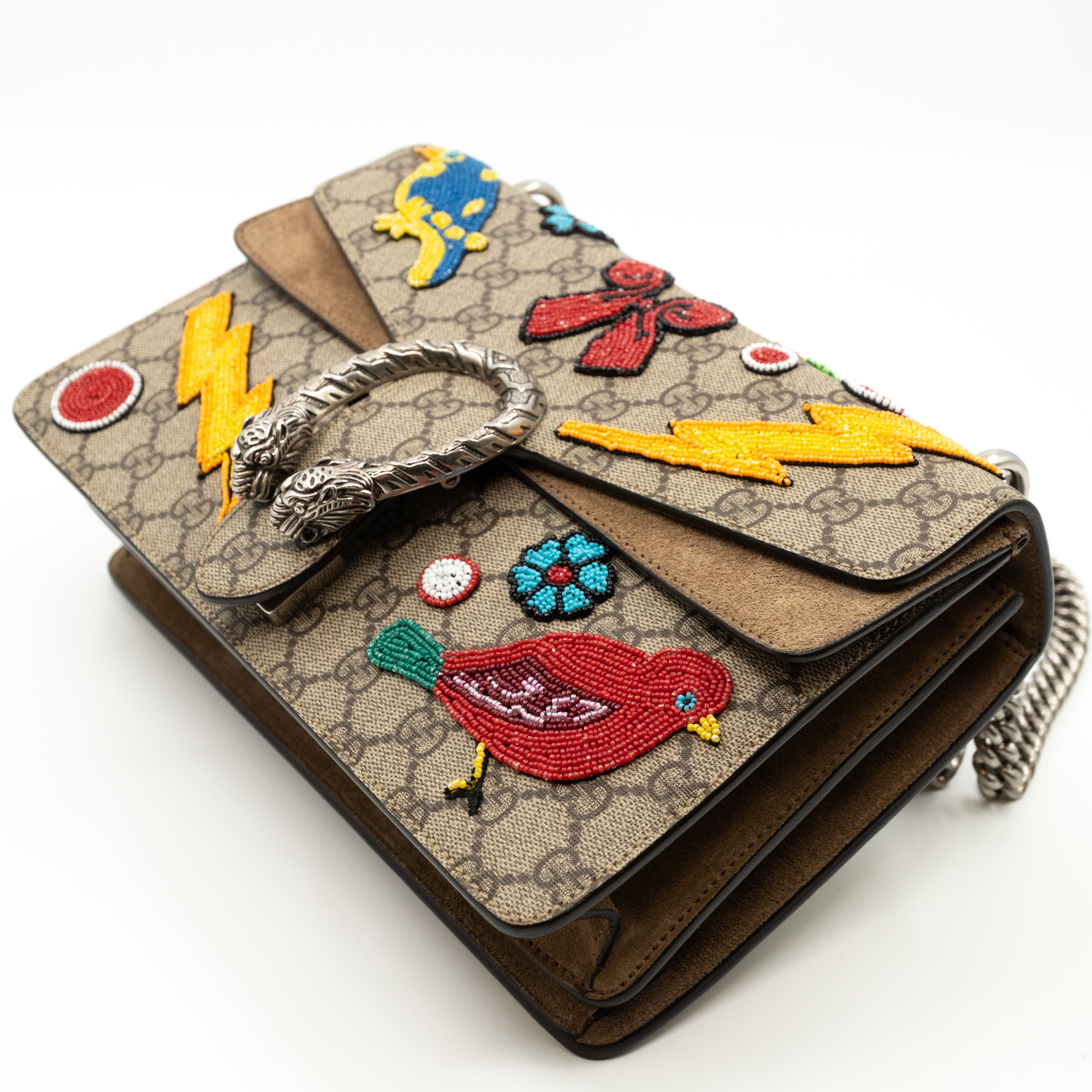 Dionysus Small GG Supreme Embroidered Birds