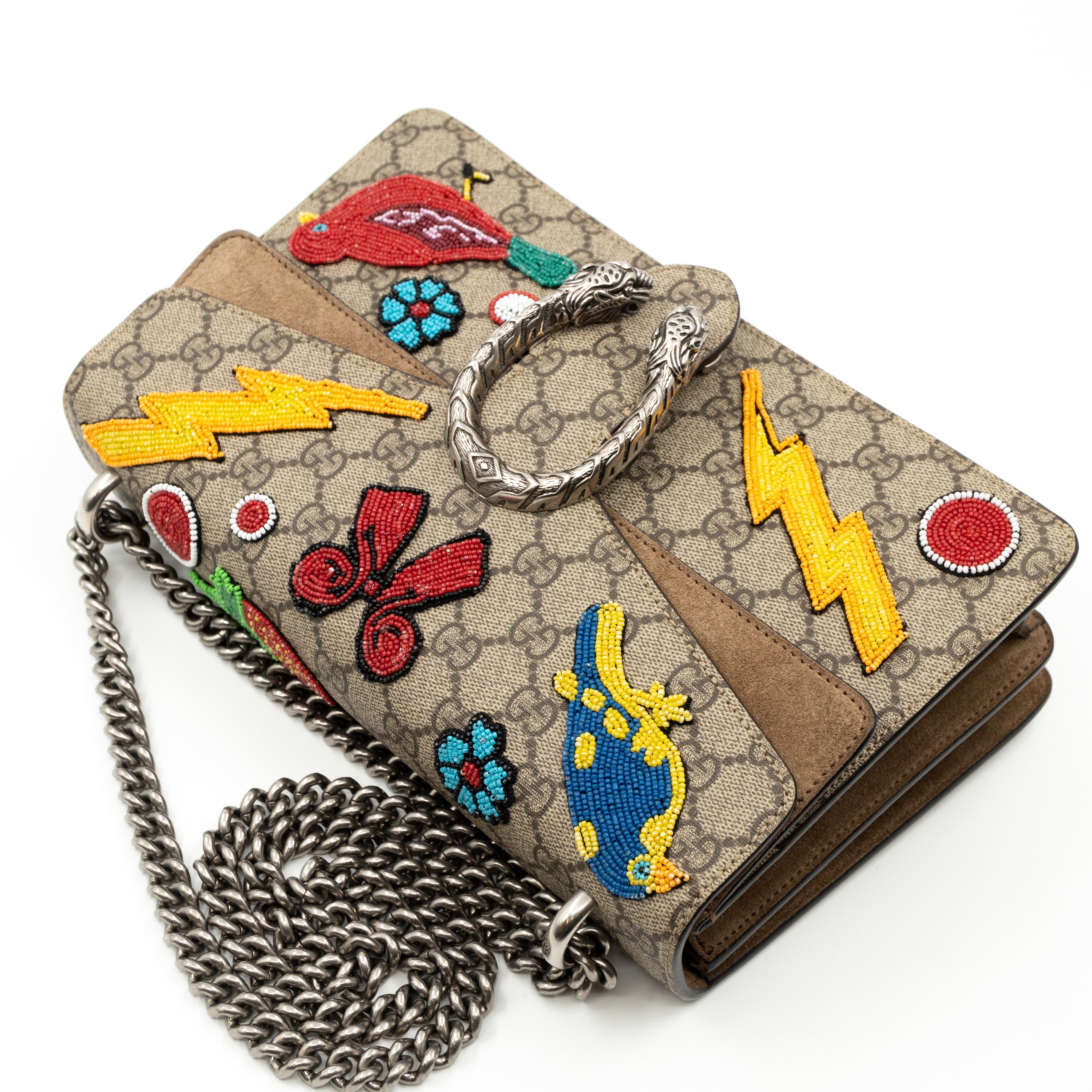 Dionysus Small GG Supreme Embroidered Birds