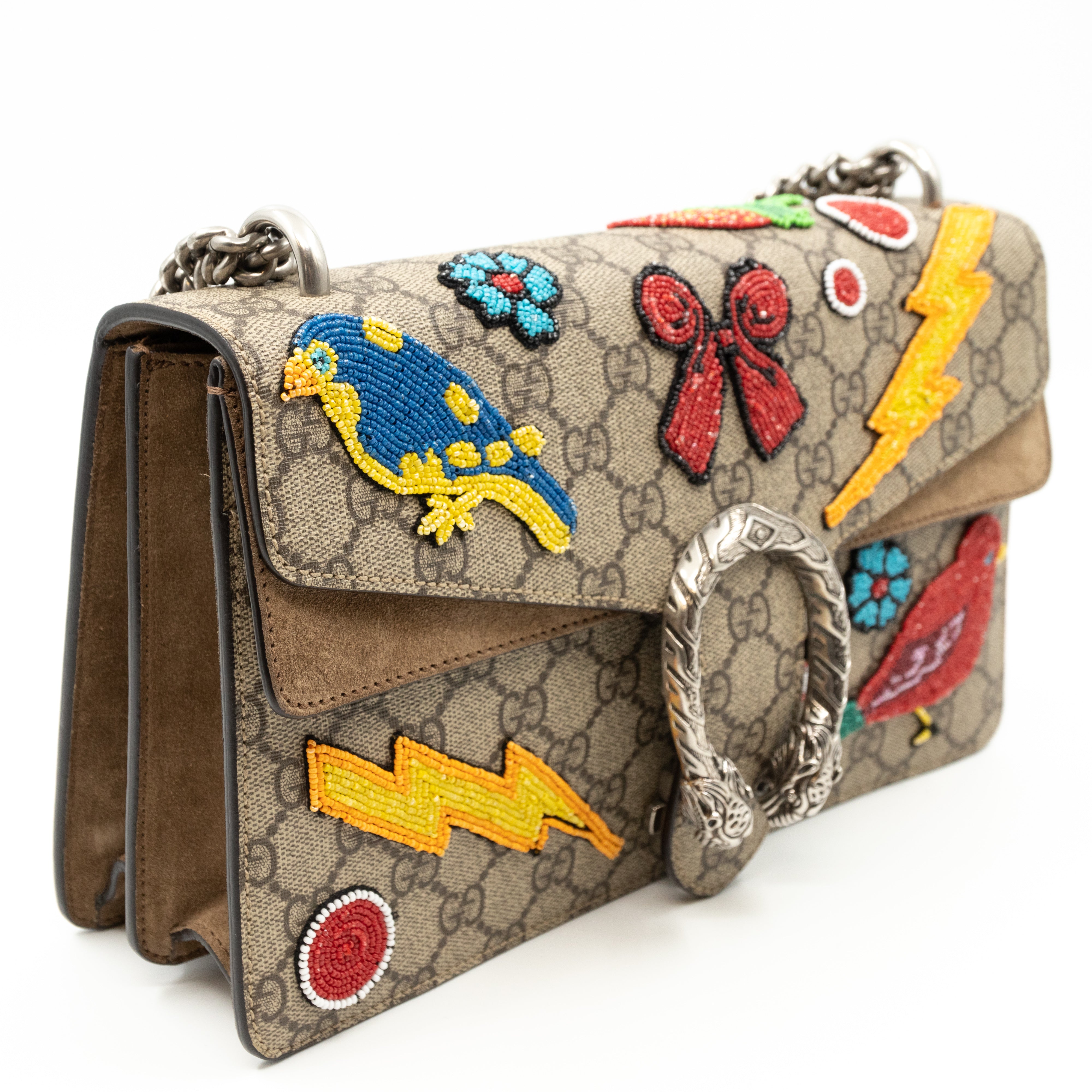 Dionysus Small GG Supreme Embroidered Birds