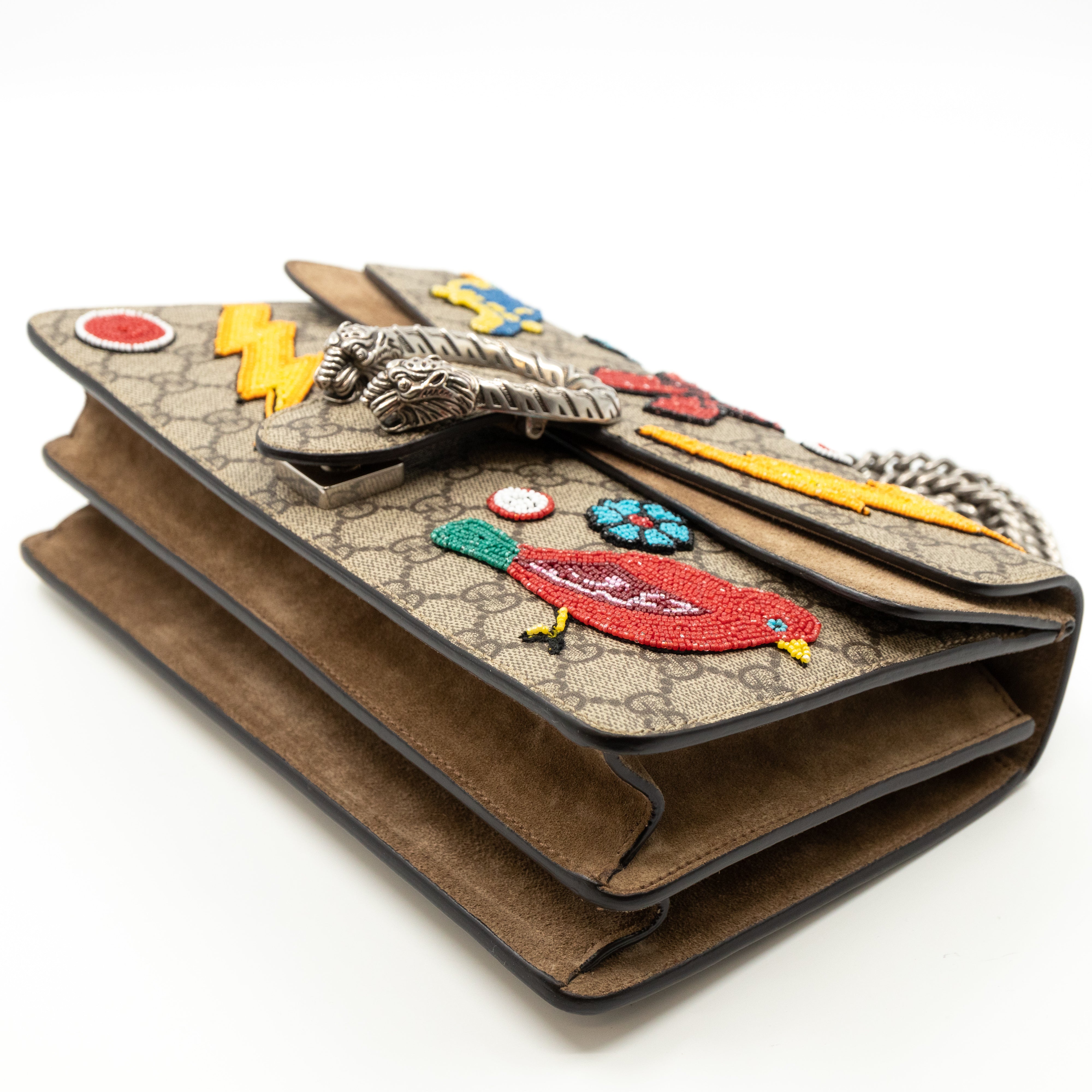 Dionysus Small GG Supreme Embroidered Birds