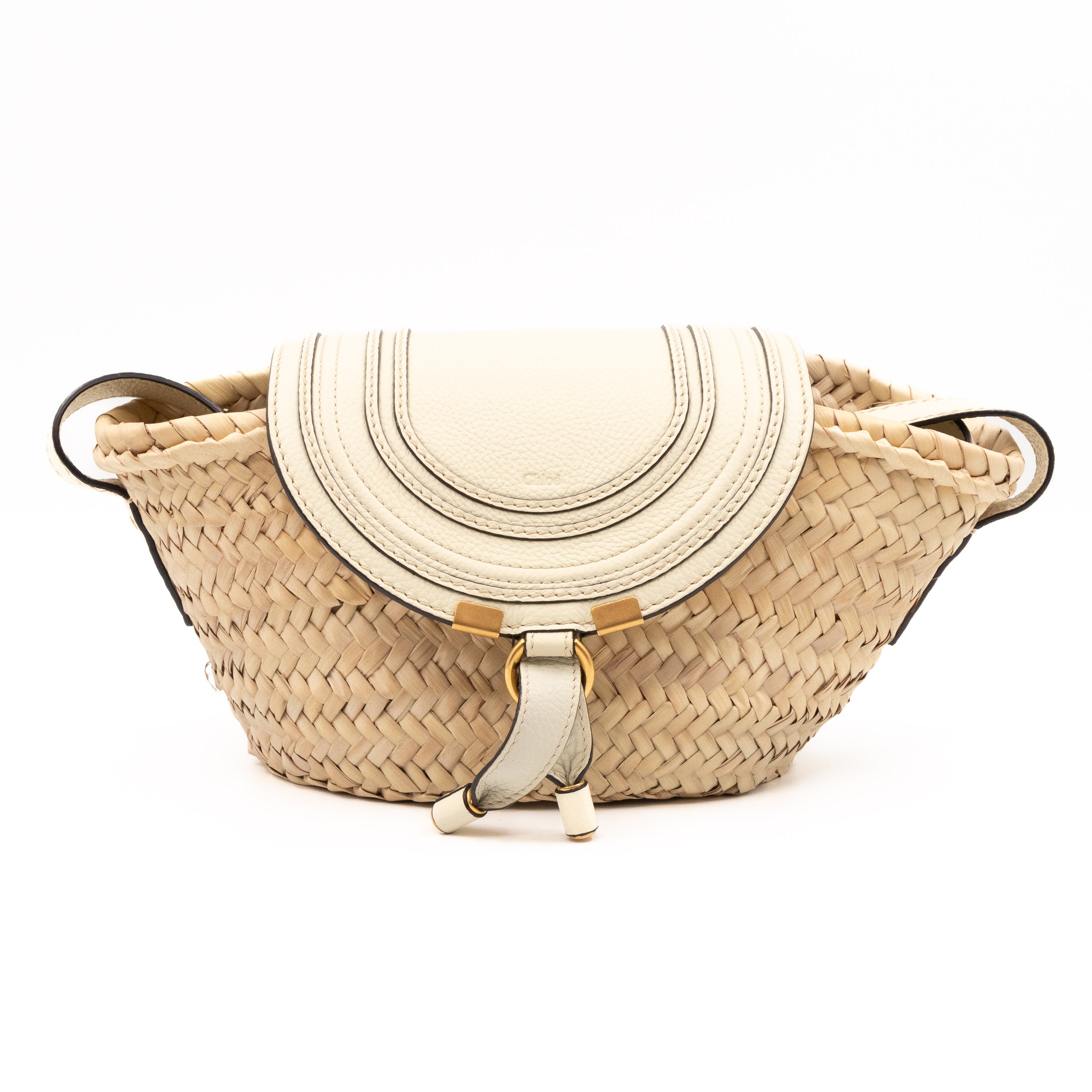 Small Marcie Wicker Straw Basket White