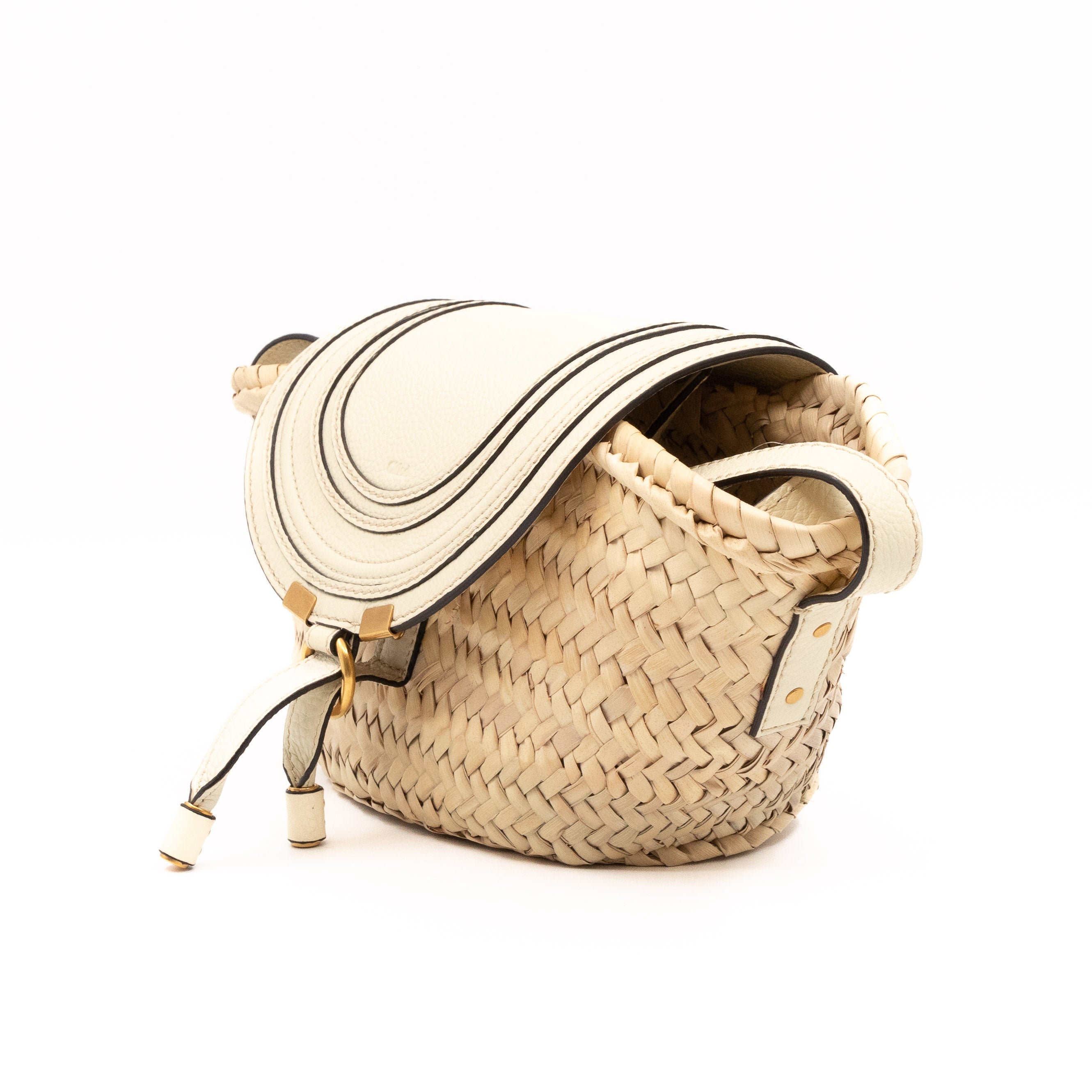 Small Marcie Wicker Straw Basket White
