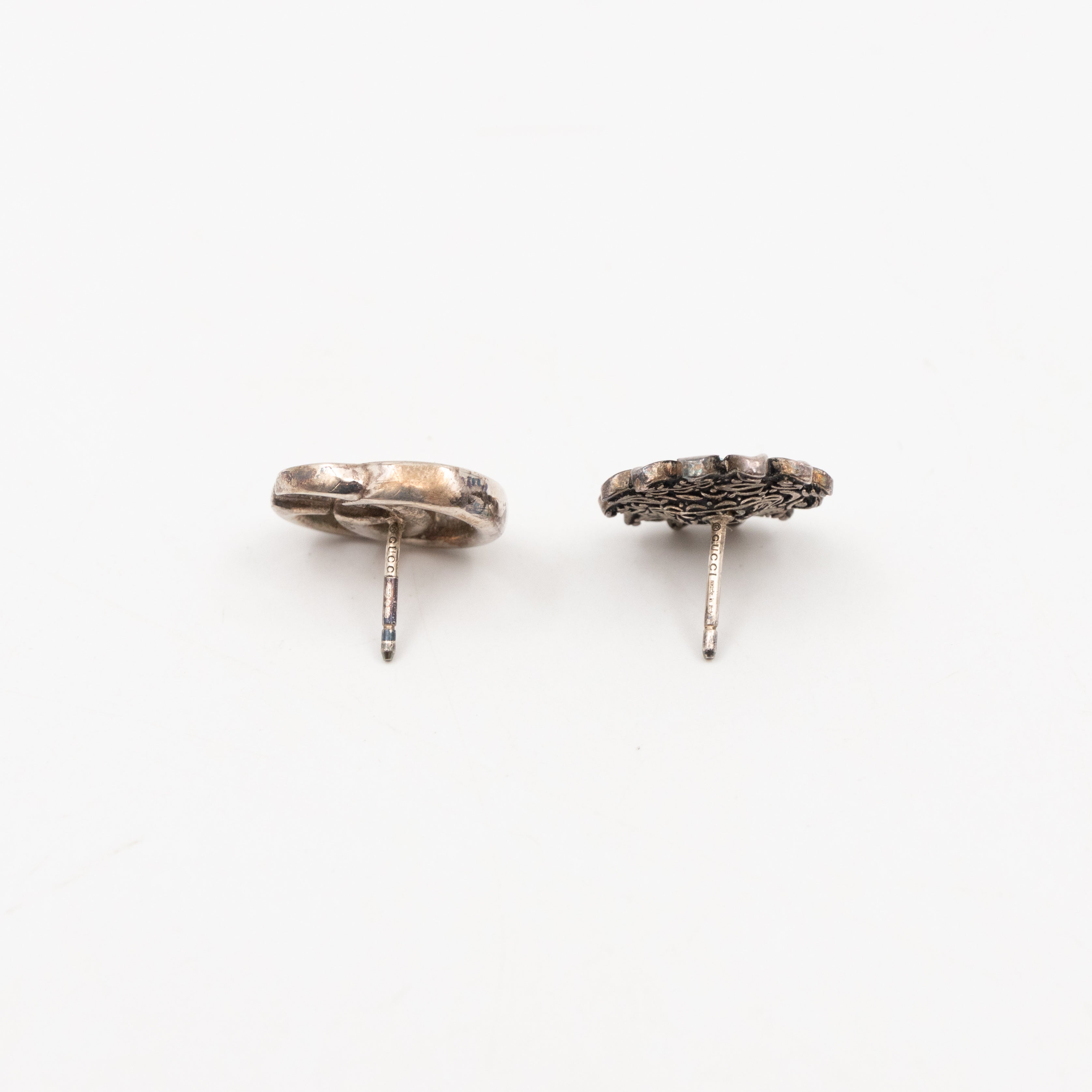Double G Flower Stud Earrings 925 Silver