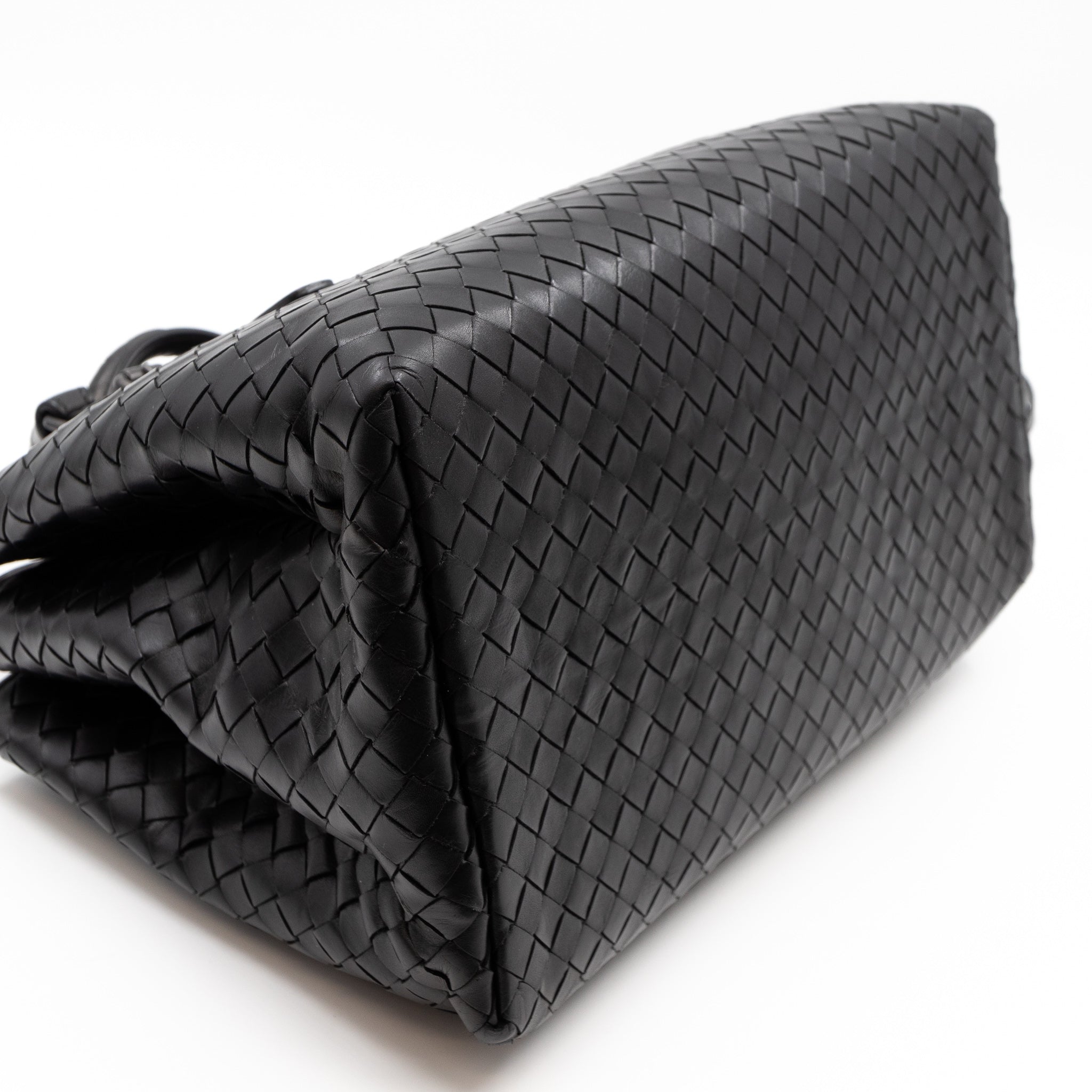 Roma Small Intrecciato Black Leather