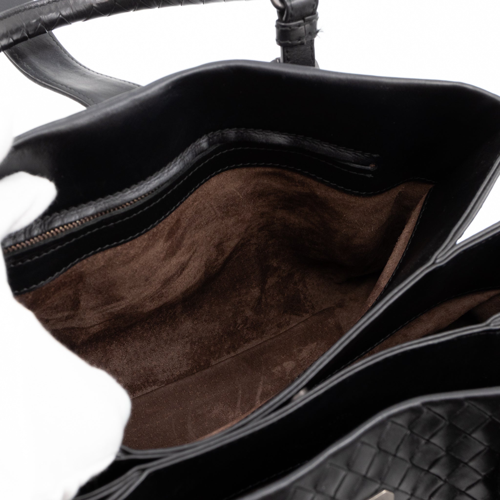 Roma Small Intrecciato Black Leather