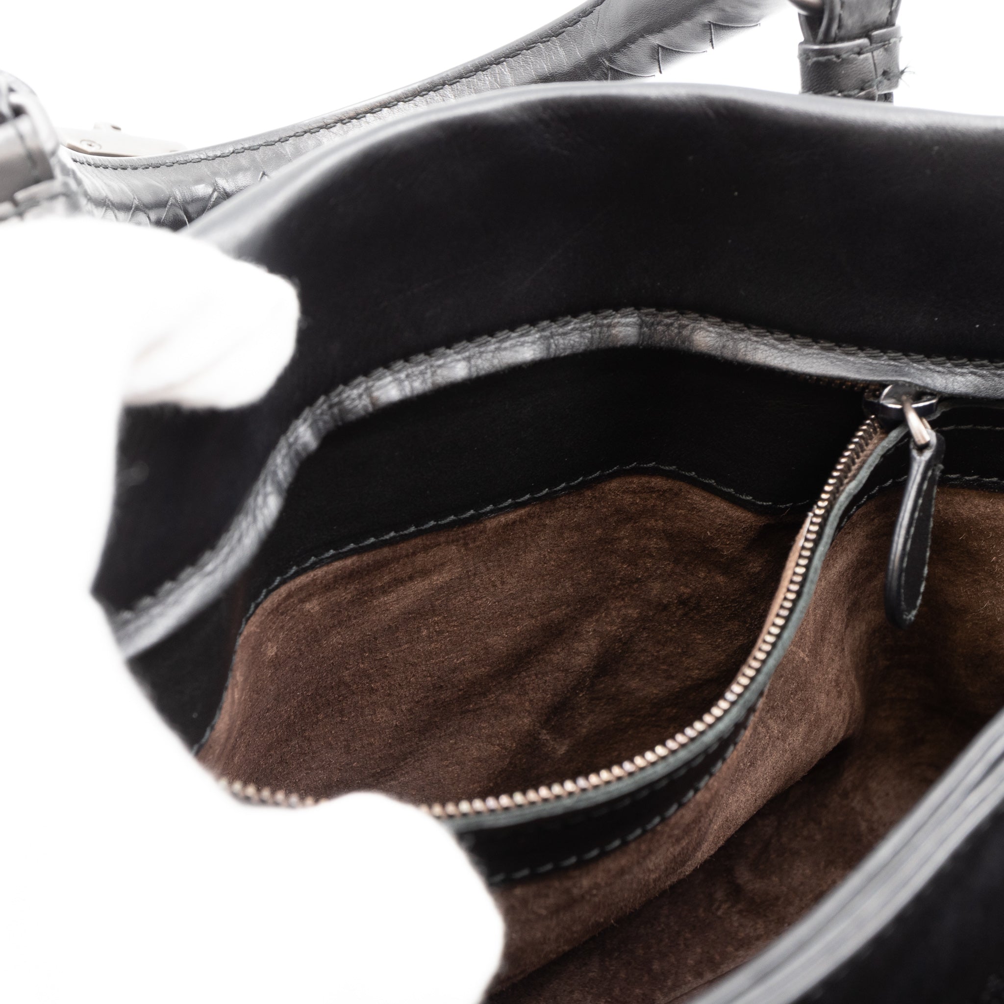 Roma Small Intrecciato Black Leather