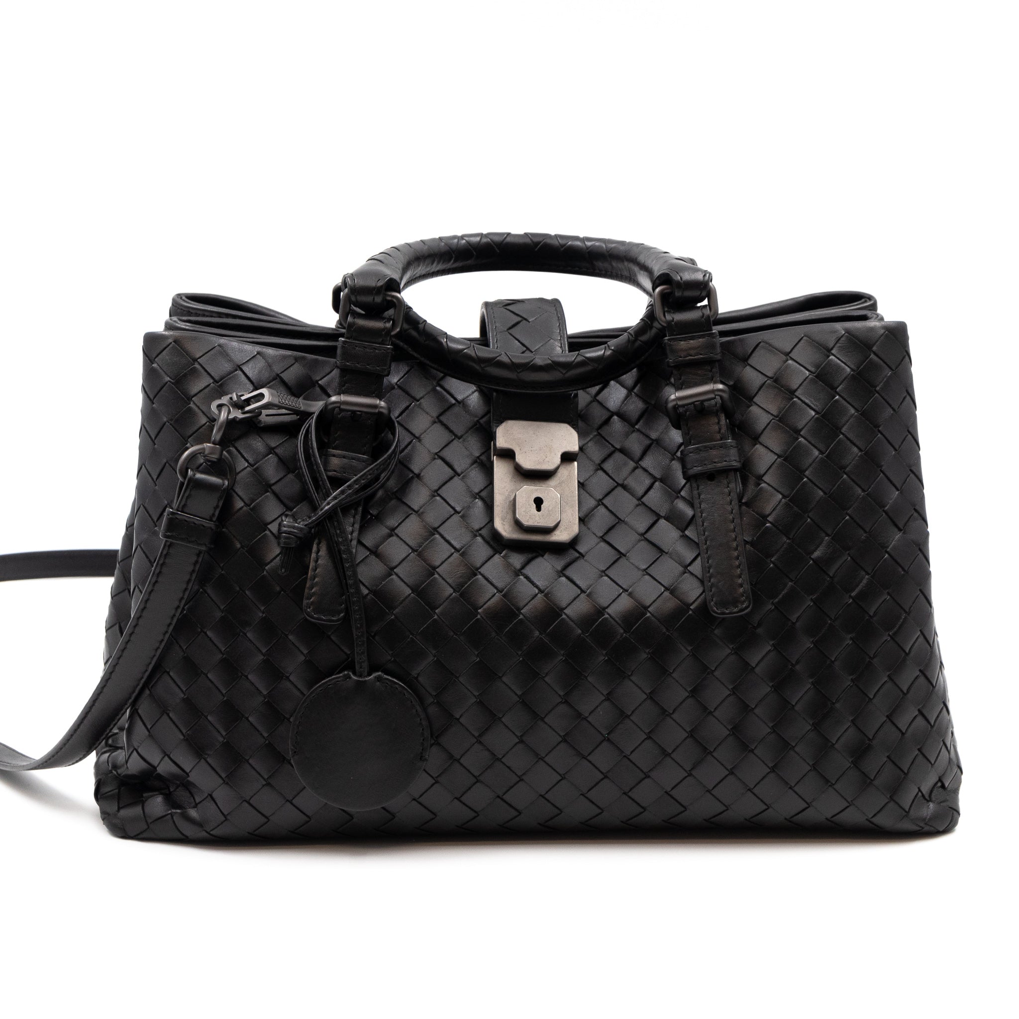 Roma Small Intrecciato Black Leather