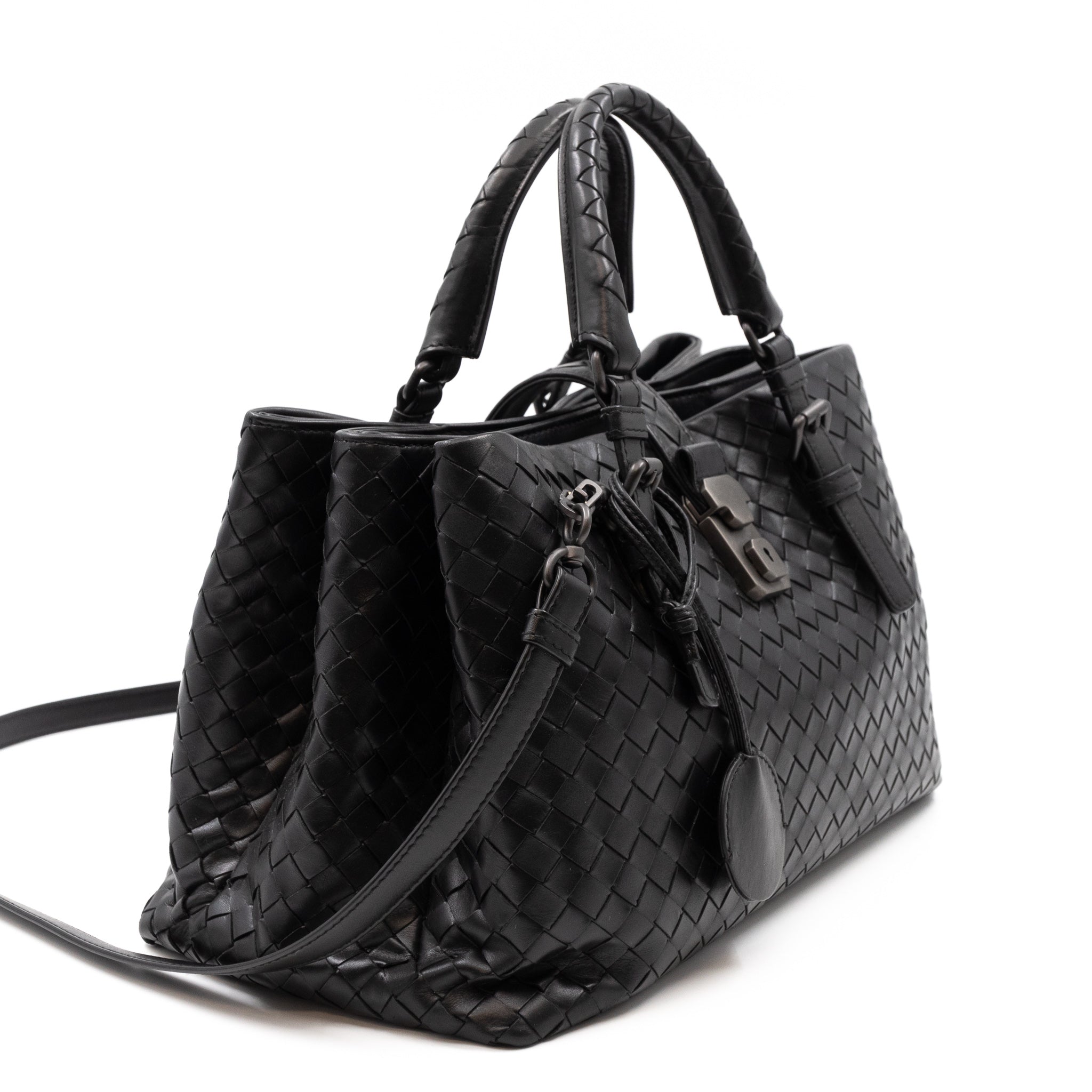 Roma Small Intrecciato Black Leather