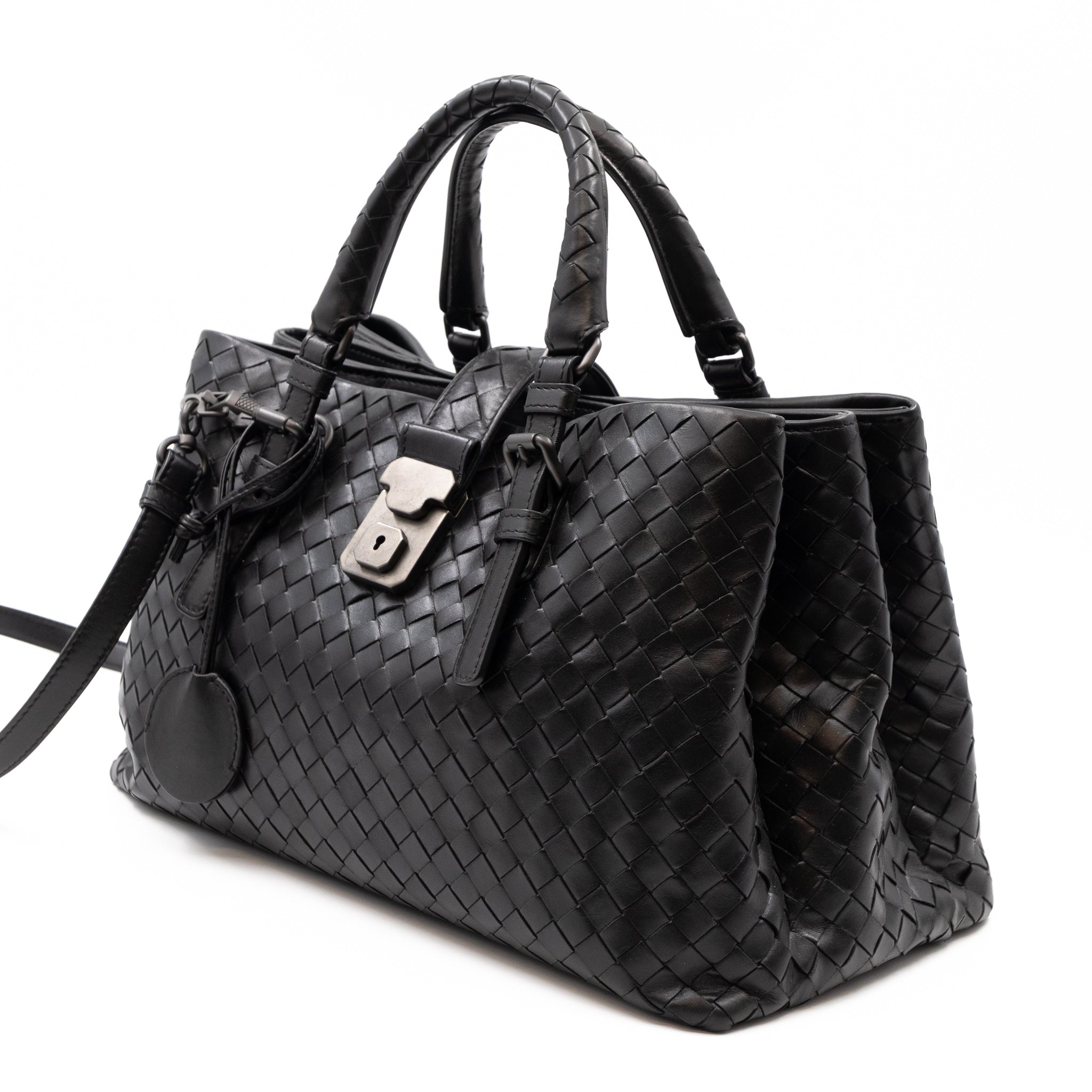 Roma Small Intrecciato Black Leather