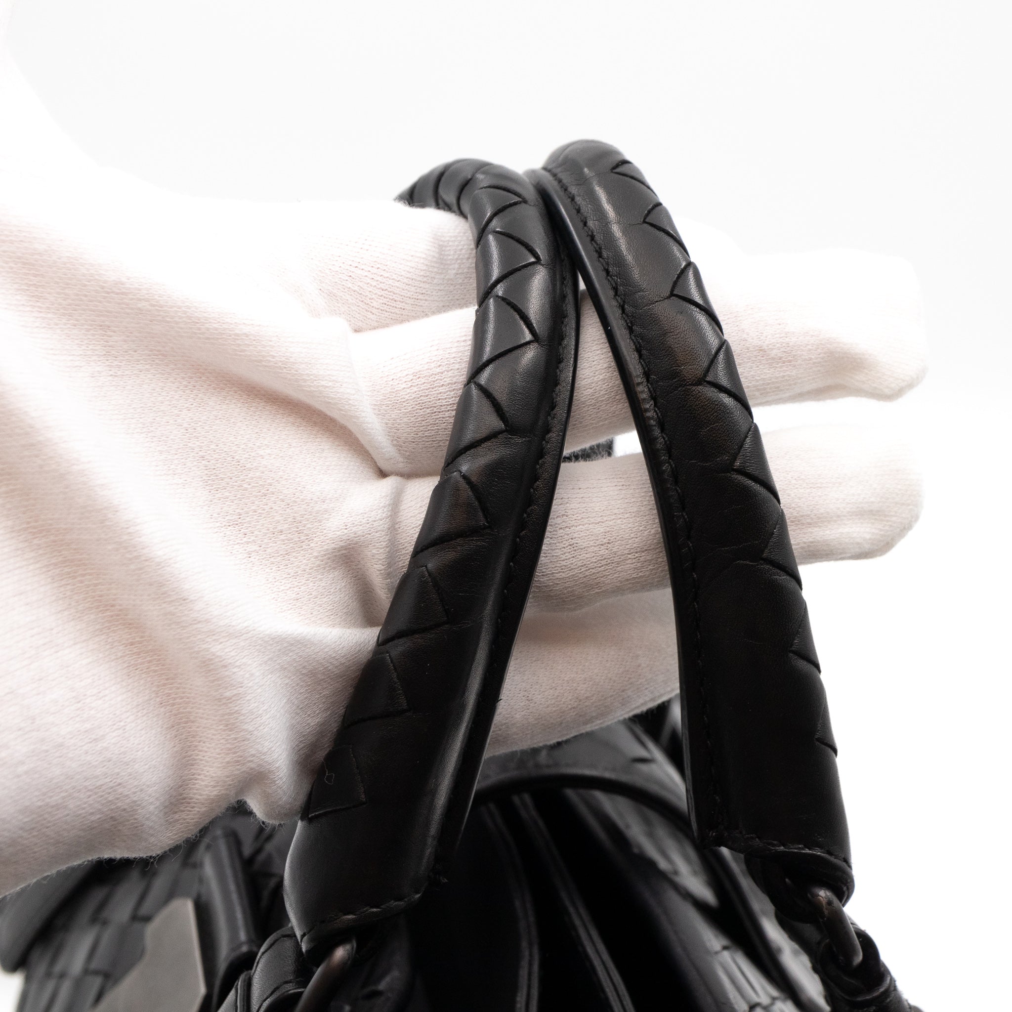 Roma Small Intrecciato Black Leather