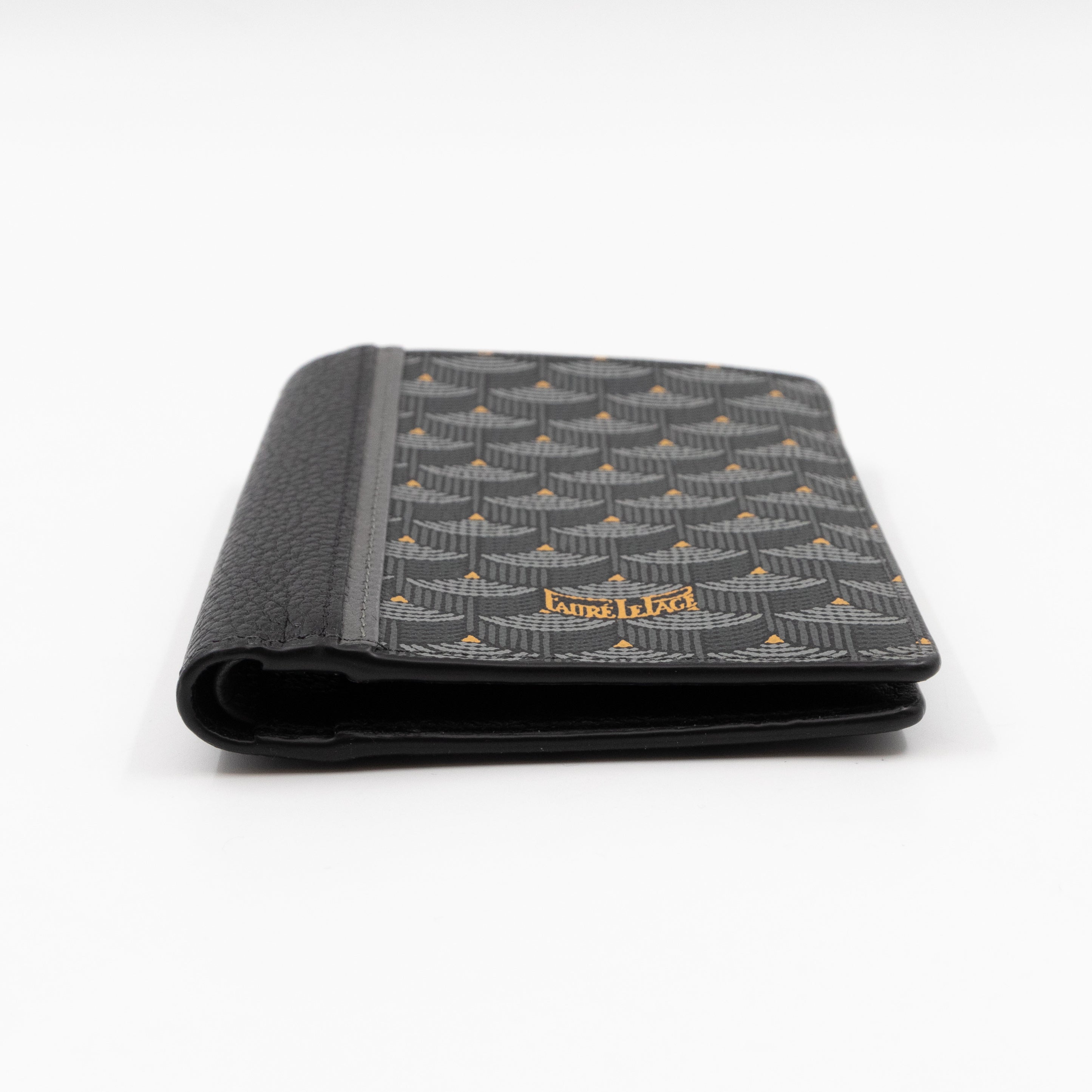 Etendard 8CC Wallet Steel Grey Scale Canvas & Black Leather