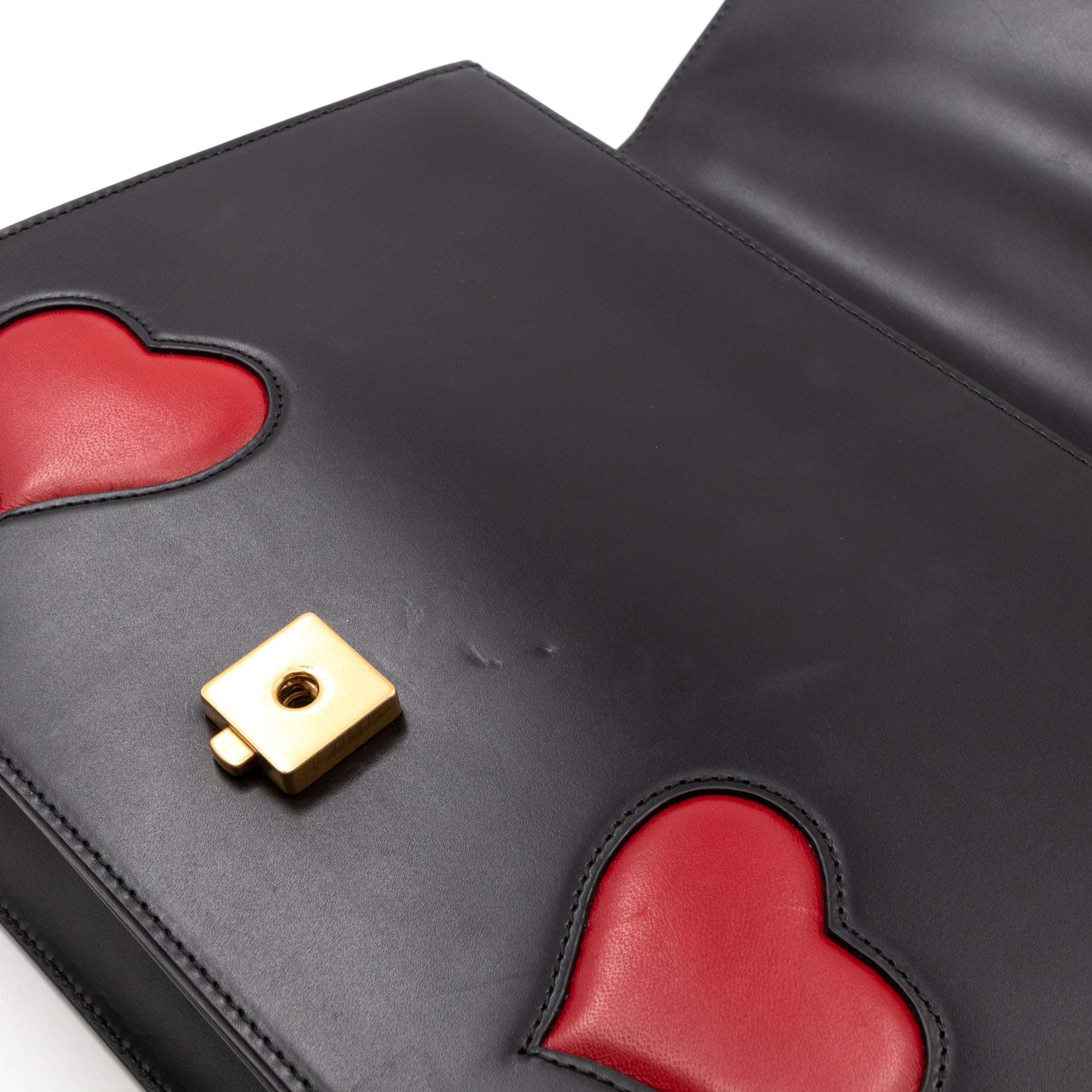 GG Marmont Heart Large Shoulder Bag Black Leather