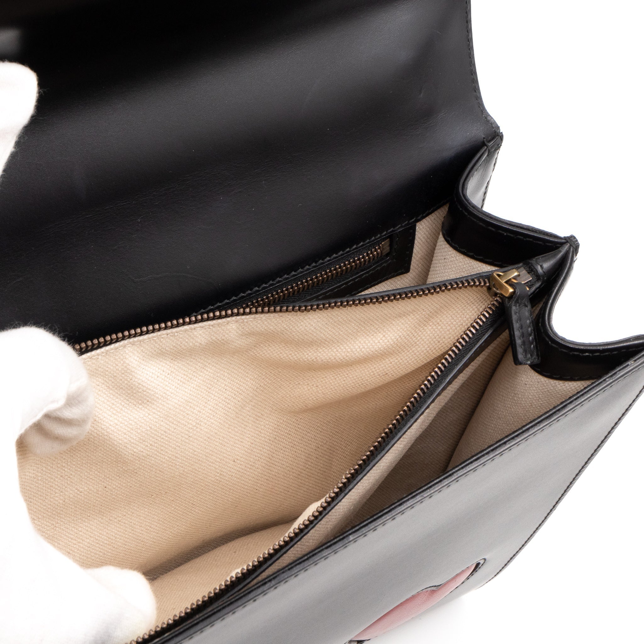 GG Marmont Heart Large Shoulder Bag Black Leather