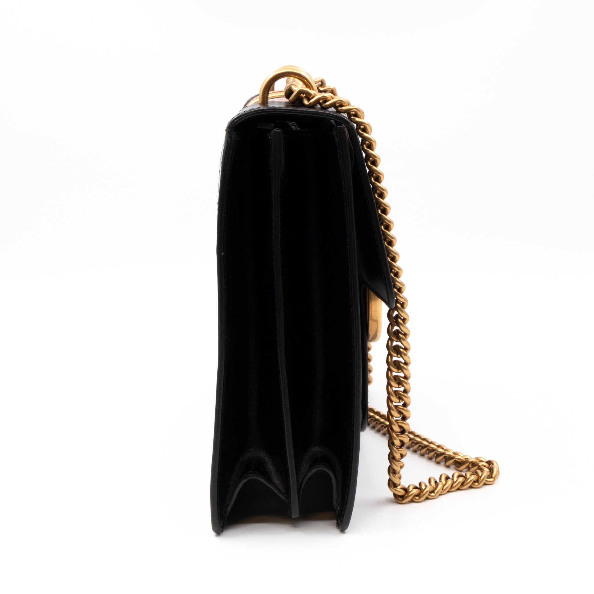 GG Marmont Heart Large Shoulder Bag Black Leather