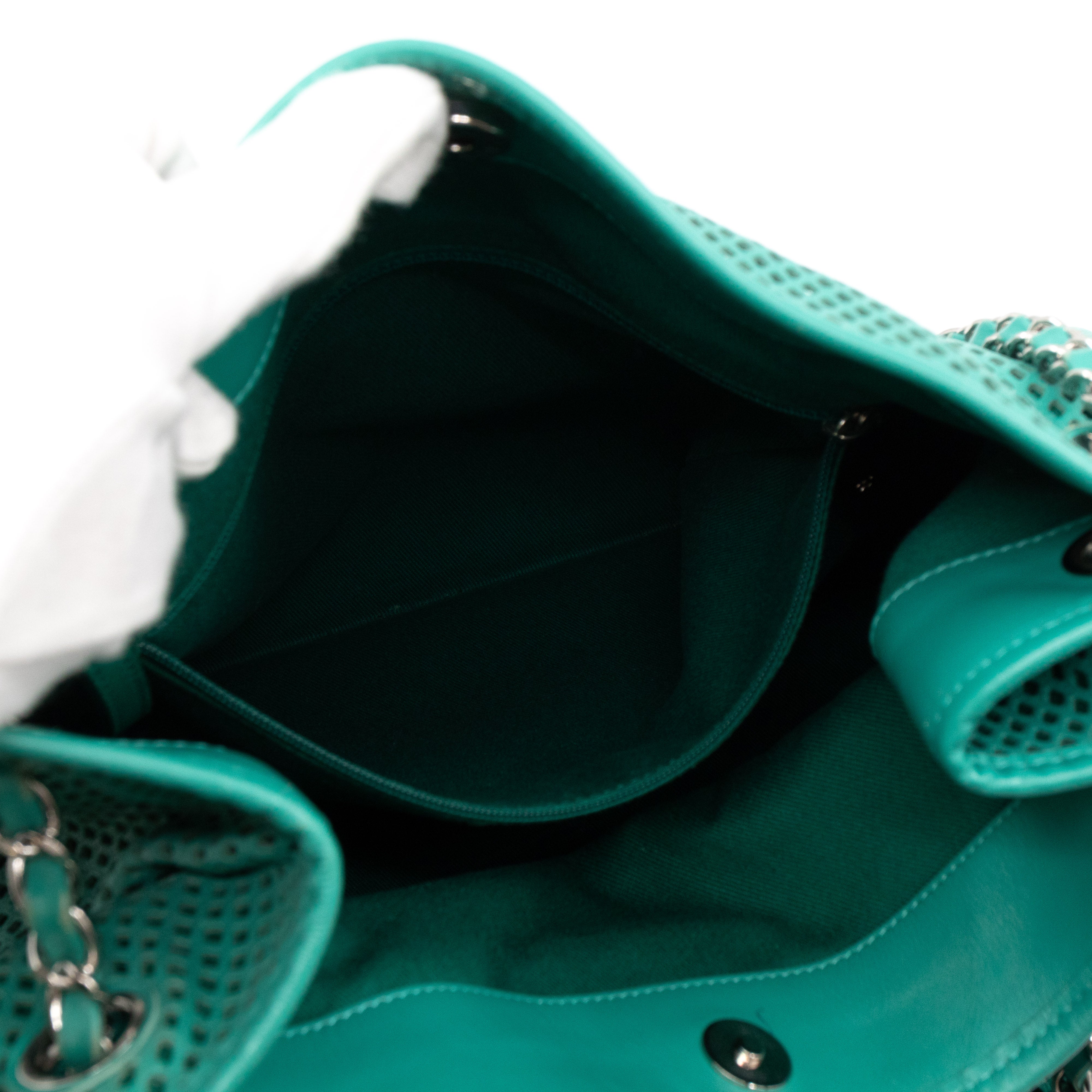 Up In The Air Tote Green Perforated Leather