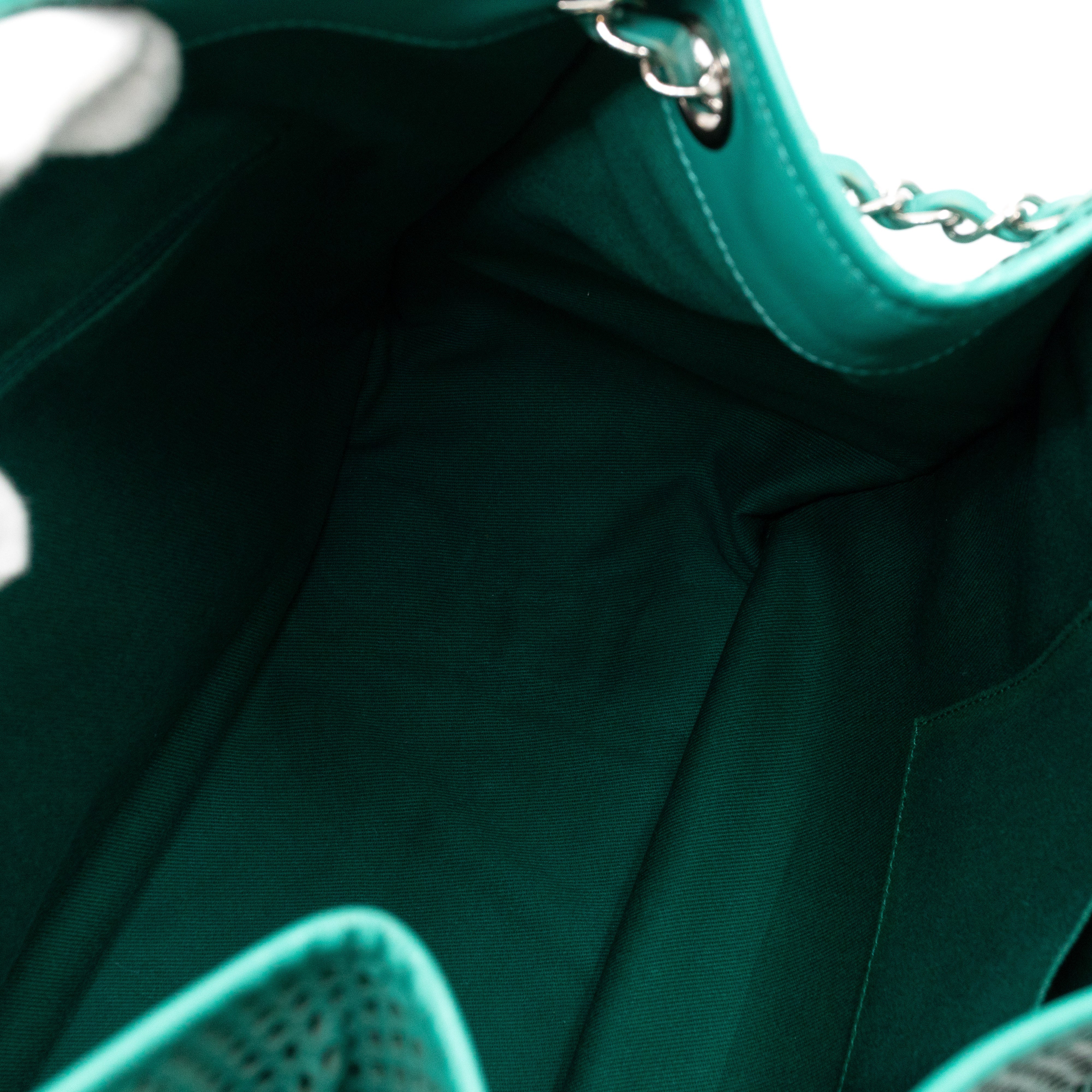 Up In The Air Tote Green Perforated Leather