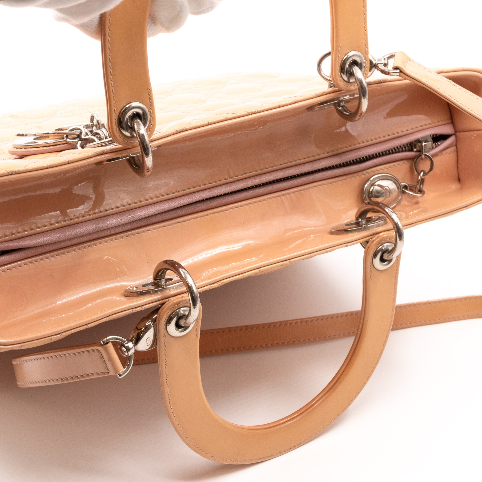 Lady Dior Large Light Beige Patent Leather