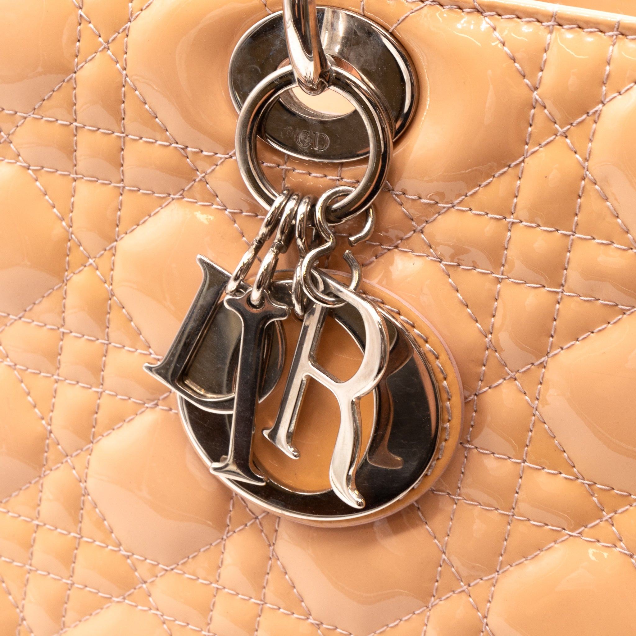 Lady Dior Large Light Beige Patent Leather