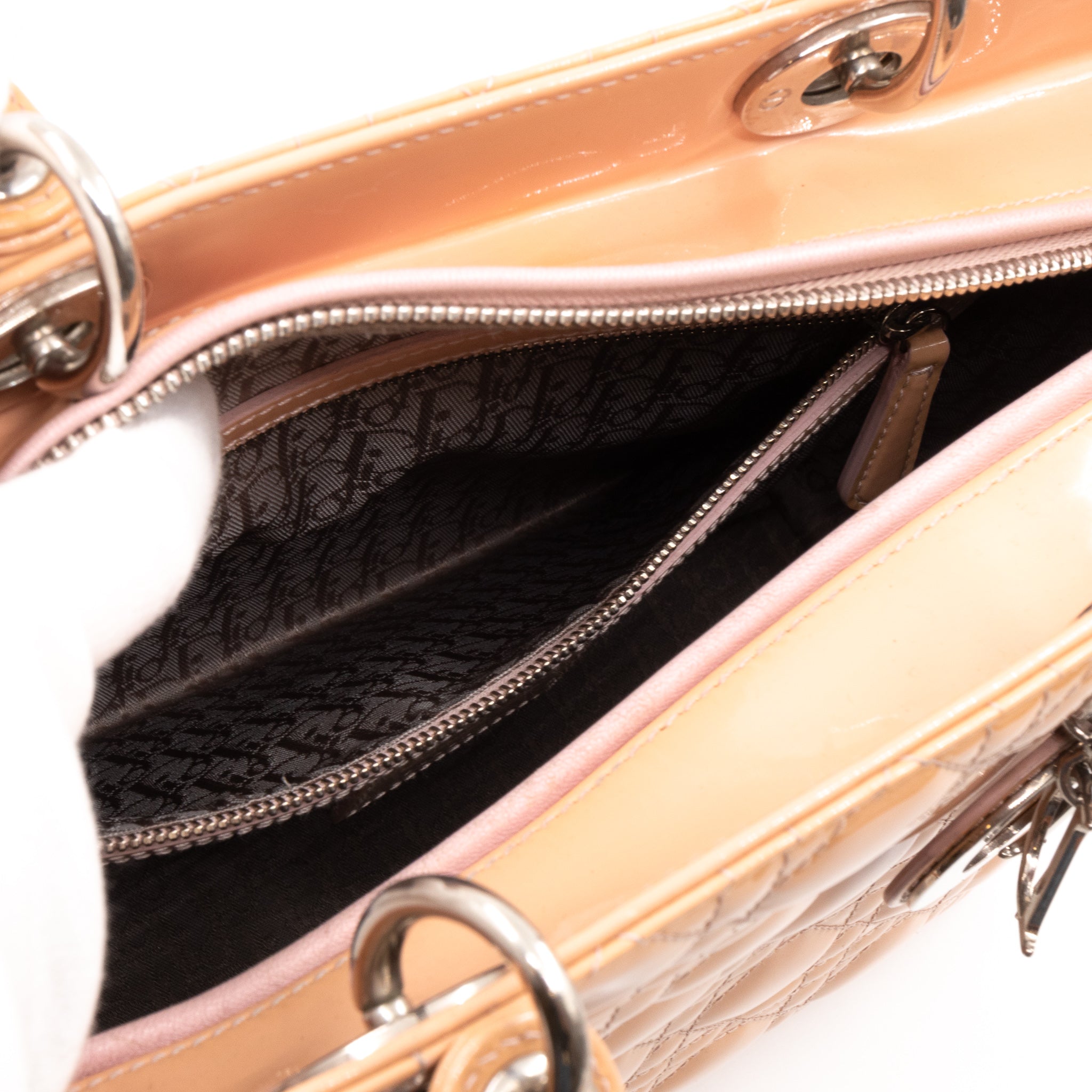 Lady Dior Large Light Beige Patent Leather