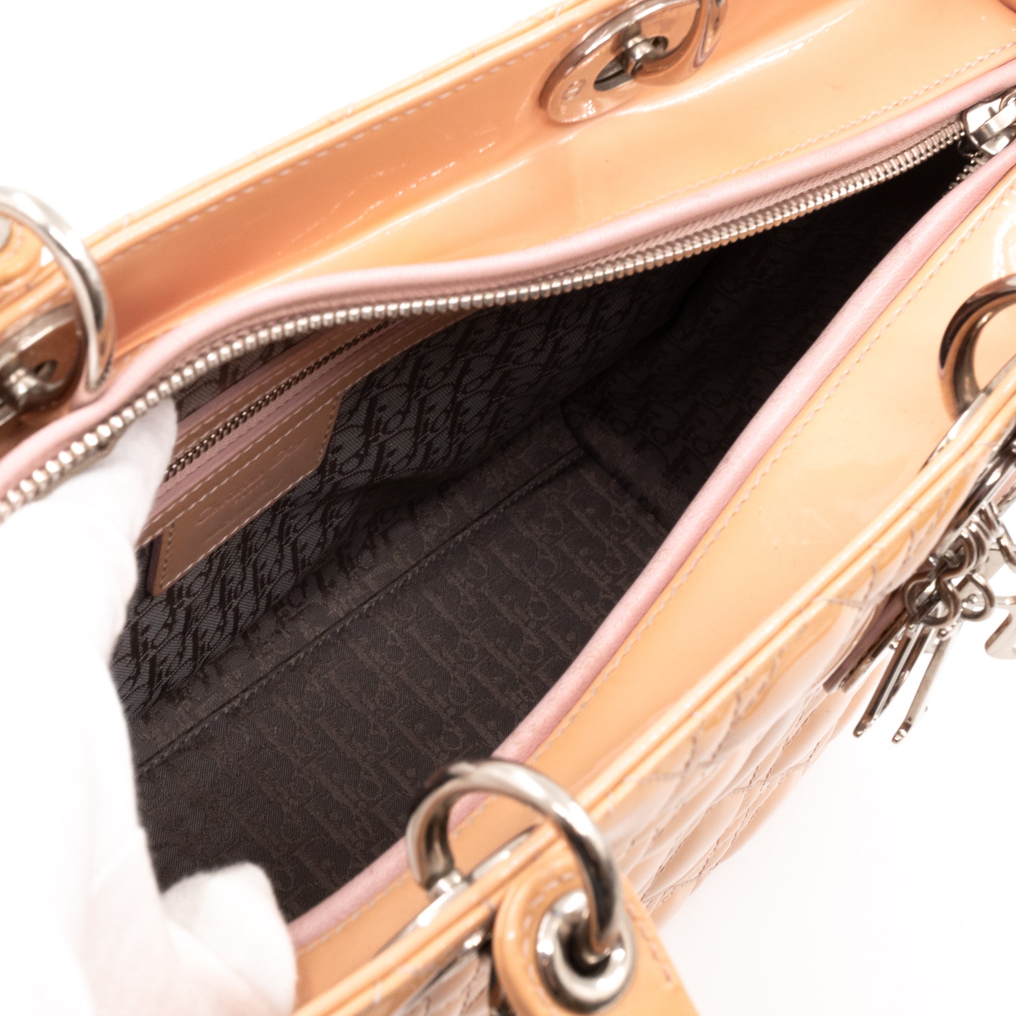 Lady Dior Large Light Beige Patent Leather