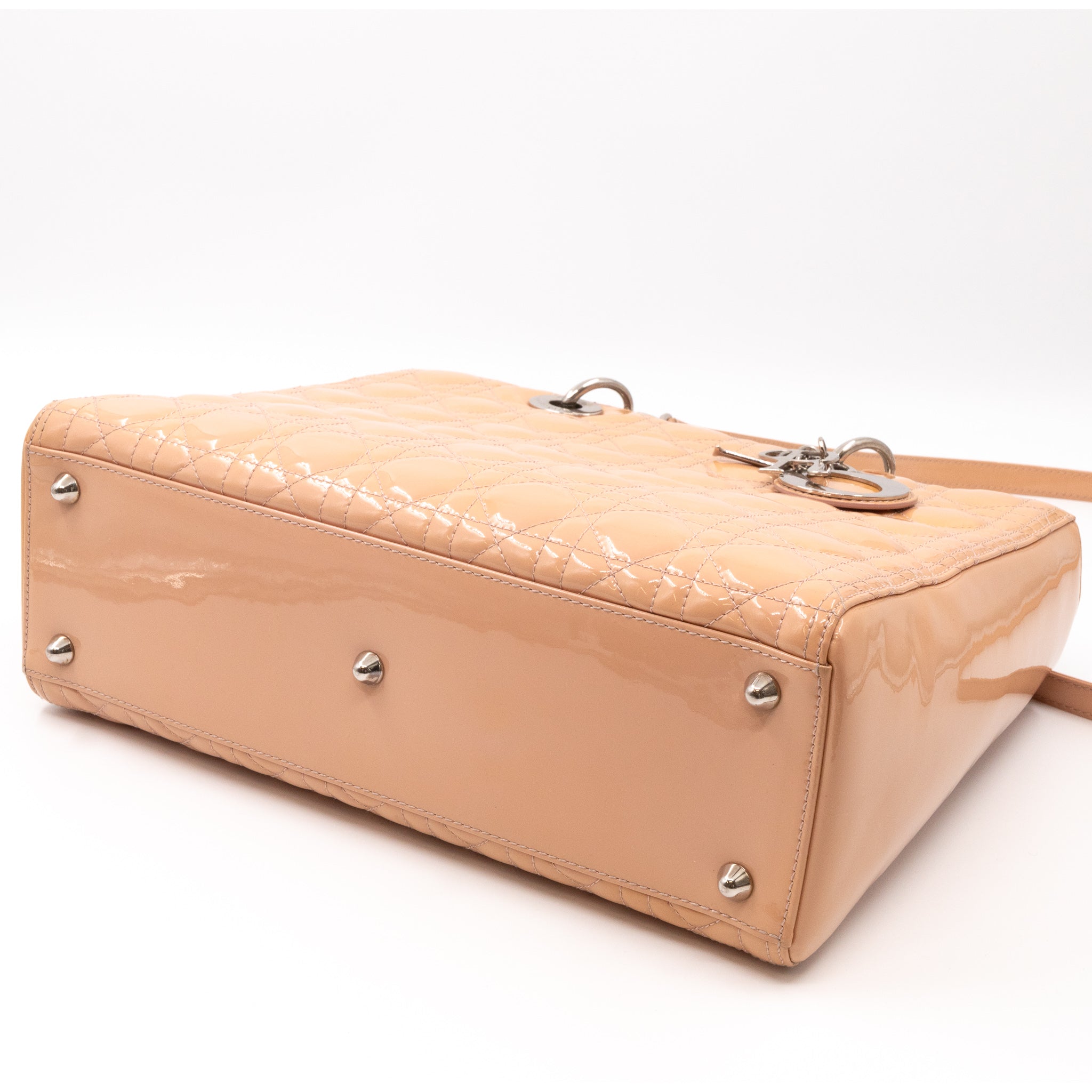 Lady Dior Large Light Beige Patent Leather