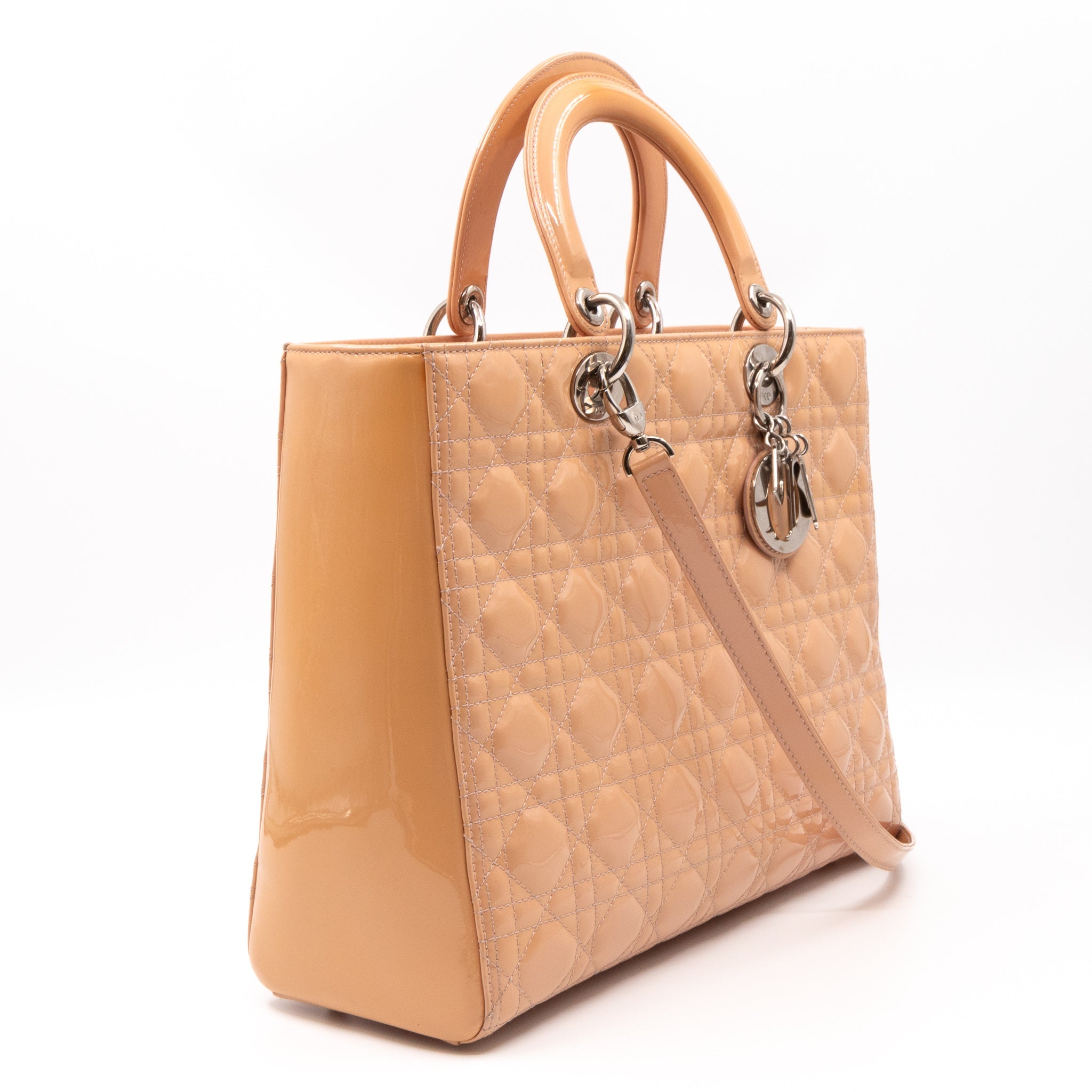 Lady Dior Large Light Beige Patent Leather