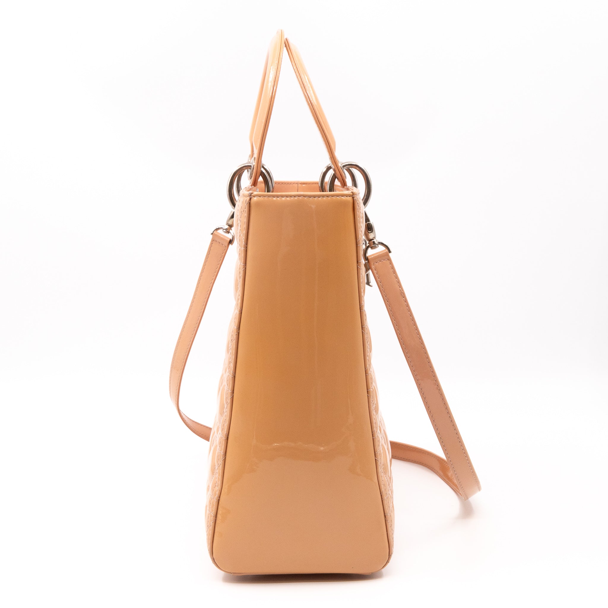 Lady Dior Large Light Beige Patent Leather